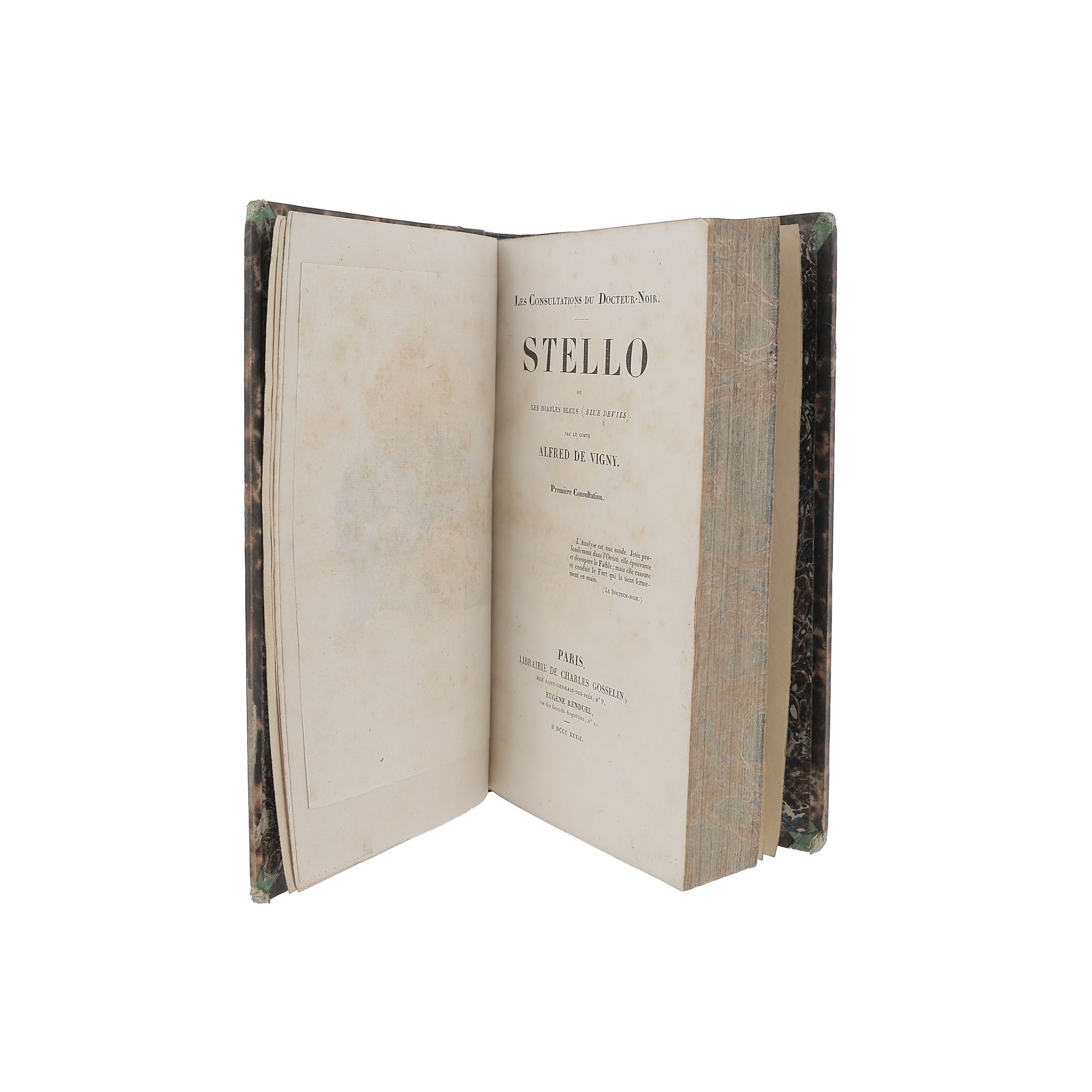 Alfred DE VIGNY, Stello ou Les diables bleus, Libraire de Charles Gosselin, Paris, 1832.:  | H&ocirc;tel Des Ventes de Monte-Carlo