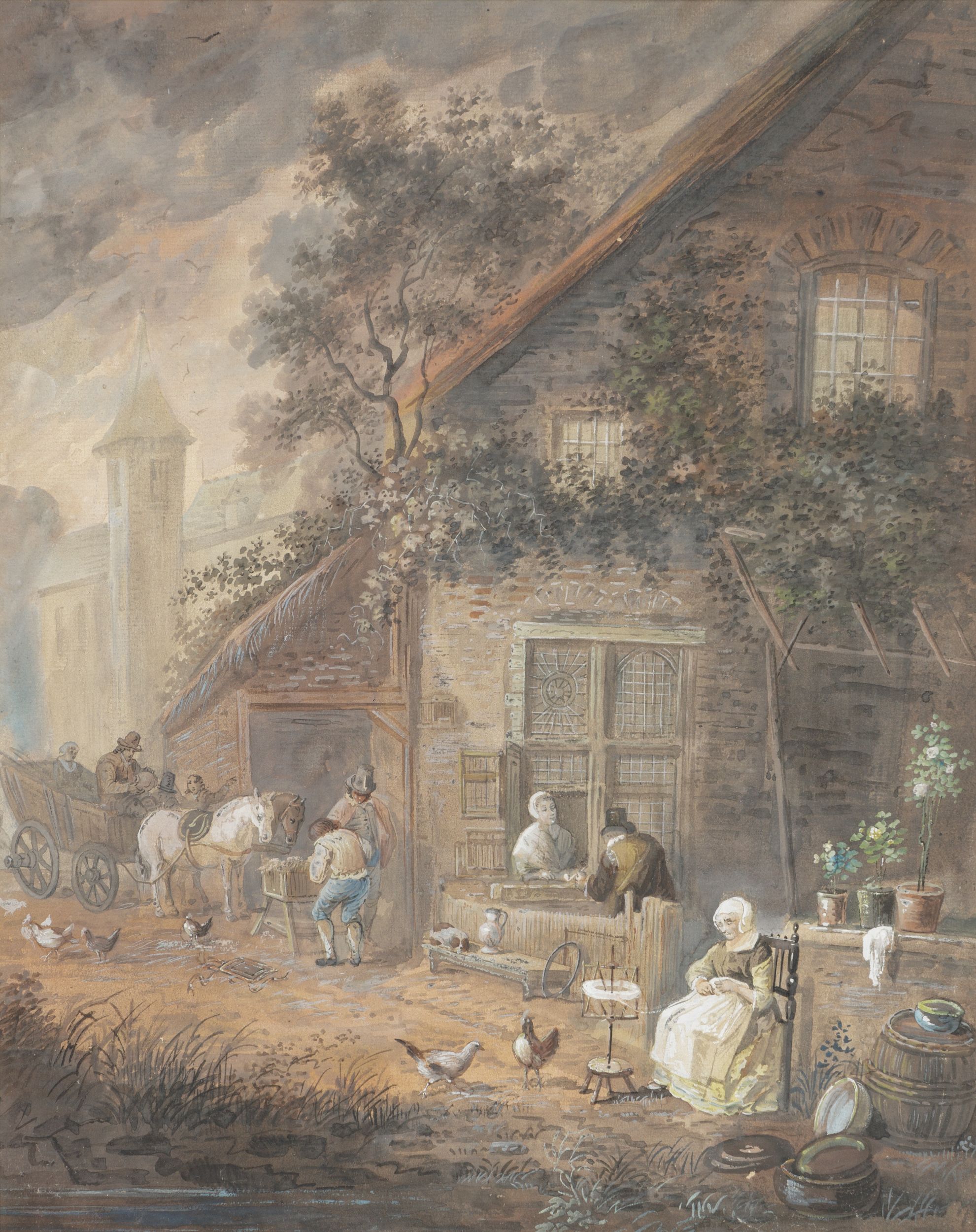 ALFRED DE DREUX (1810 - 1860) Cheval harnaché Dessin et gouache Encadrement d’époque:  | H&ocirc;tel Des Ventes de Monte-Carlo