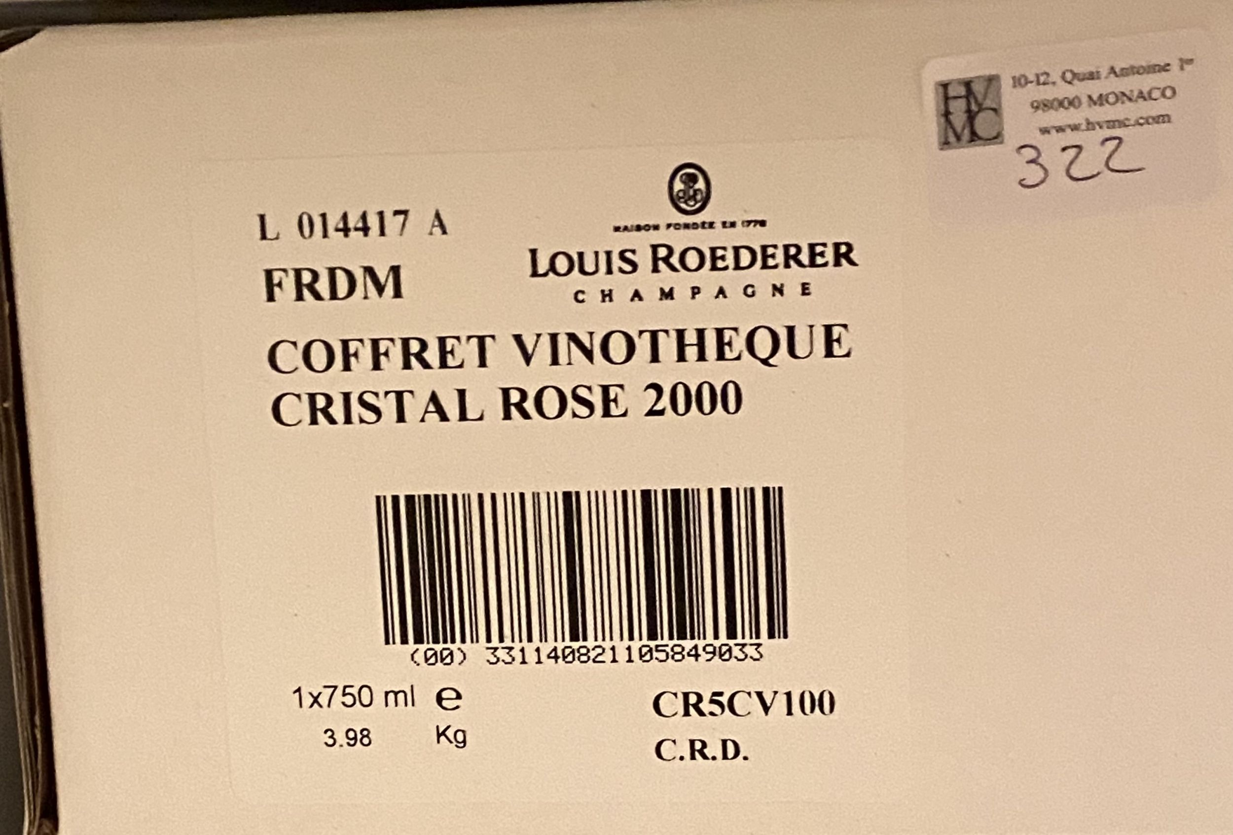 1 bouteille CHAMPAGNE :  | H&ocirc;tel Des Ventes de Monte-Carlo