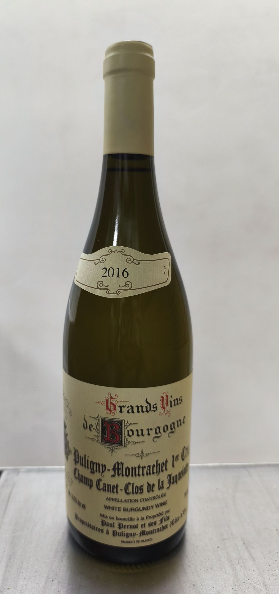 1  bouteille  PULIGNY-MONTRACHET  "Champ Canet Clos de la Jaquelotte 1er cru",