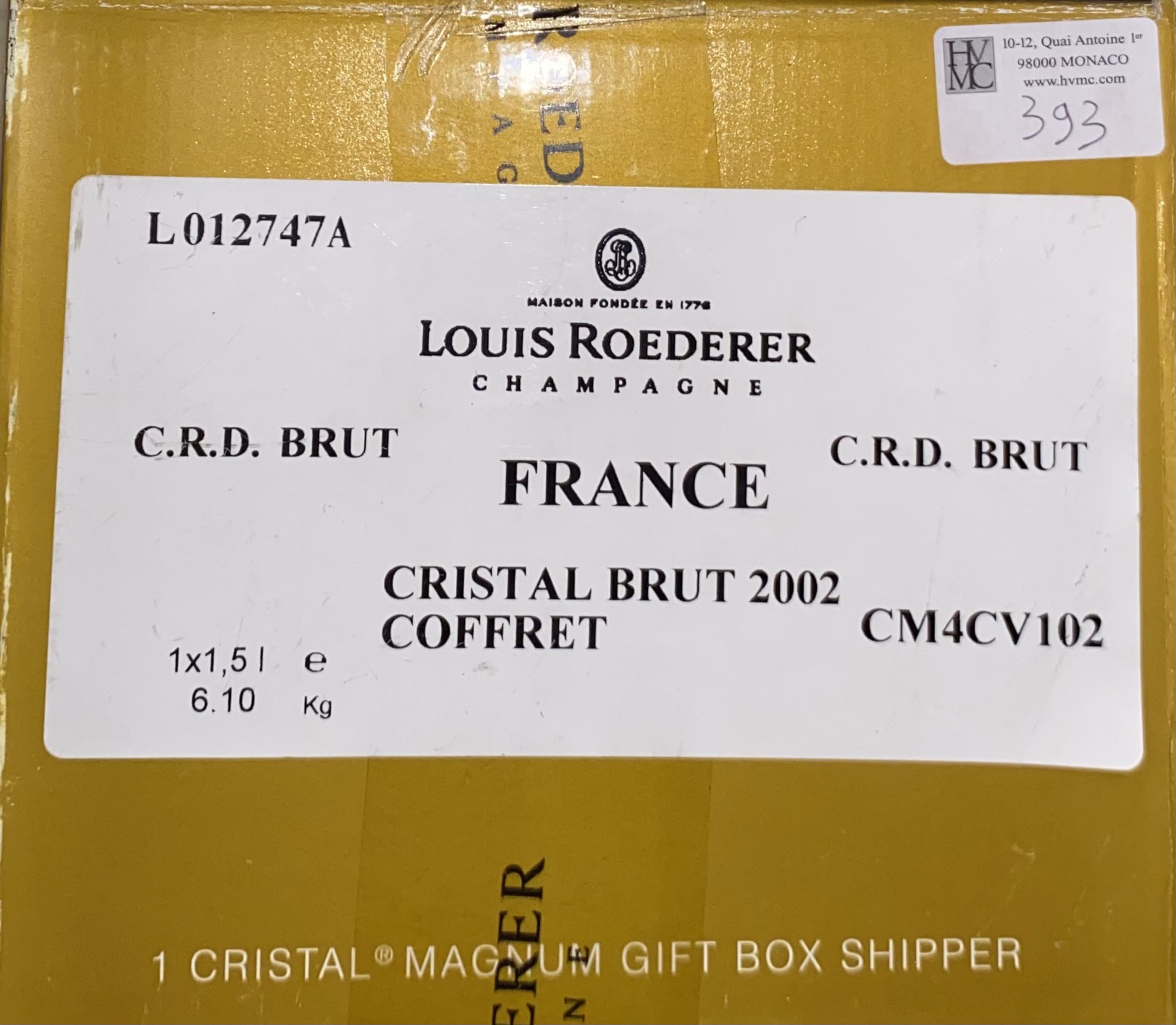 1 bouteille CHAMPAGNE :  | H&ocirc;tel Des Ventes de Monte-Carlo