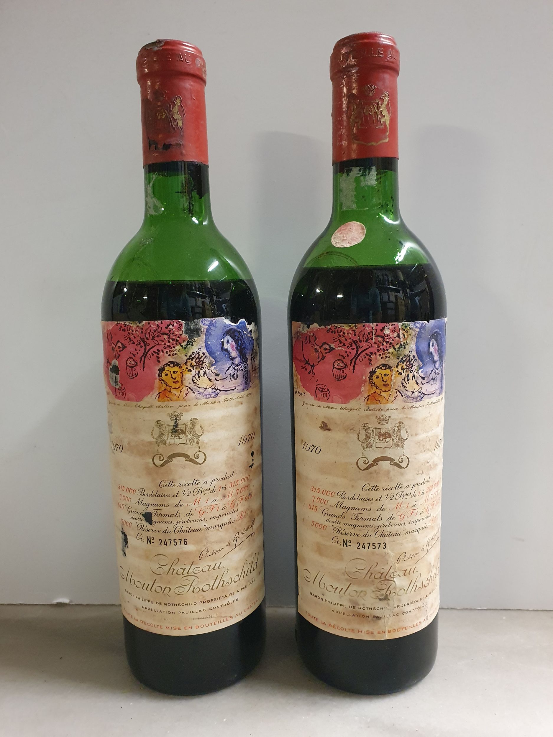 2 bouteilles  Château MOUTON-ROTHSCHILD,