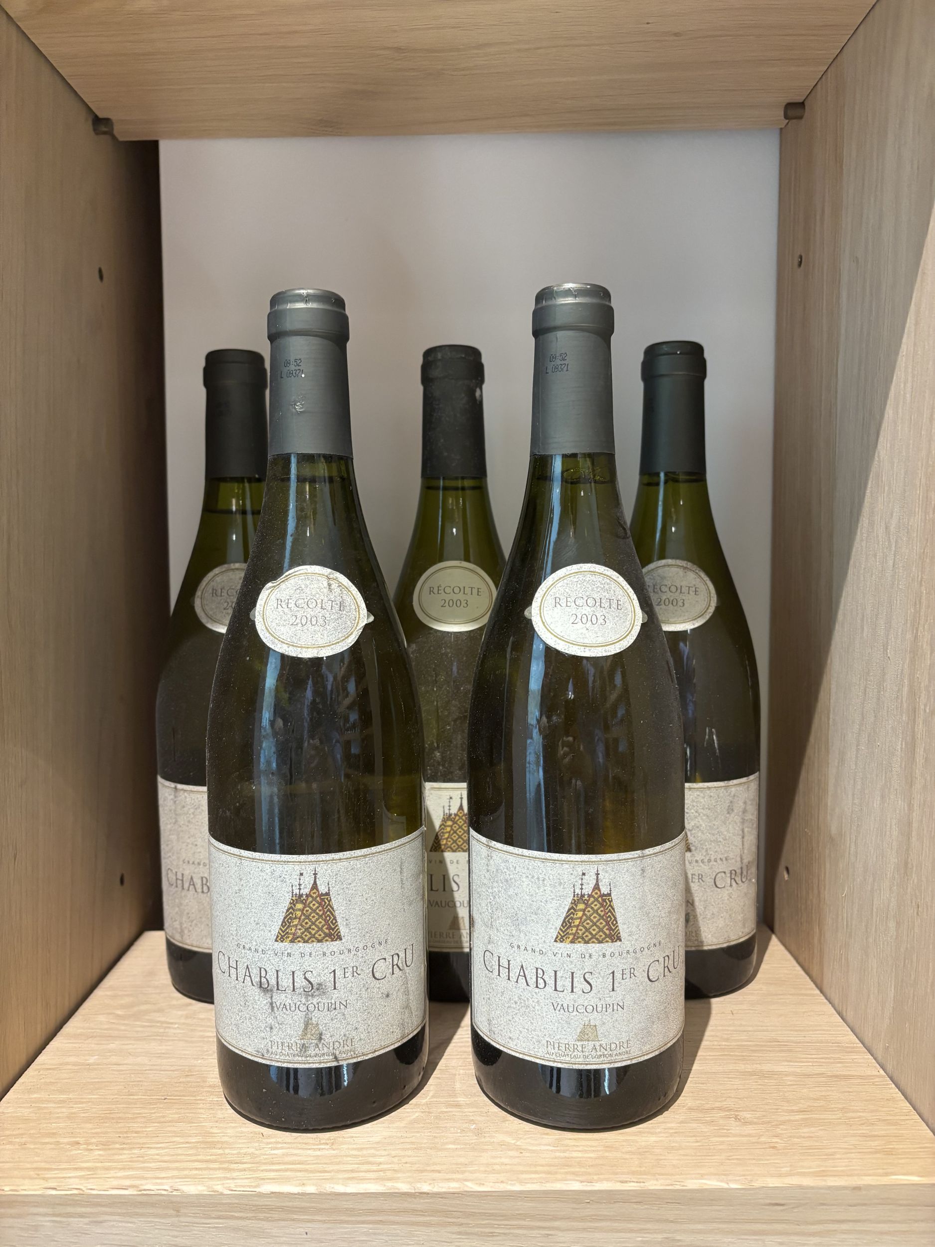 5 bouteilles CHABLIS "Vaucoupins 1er cru"