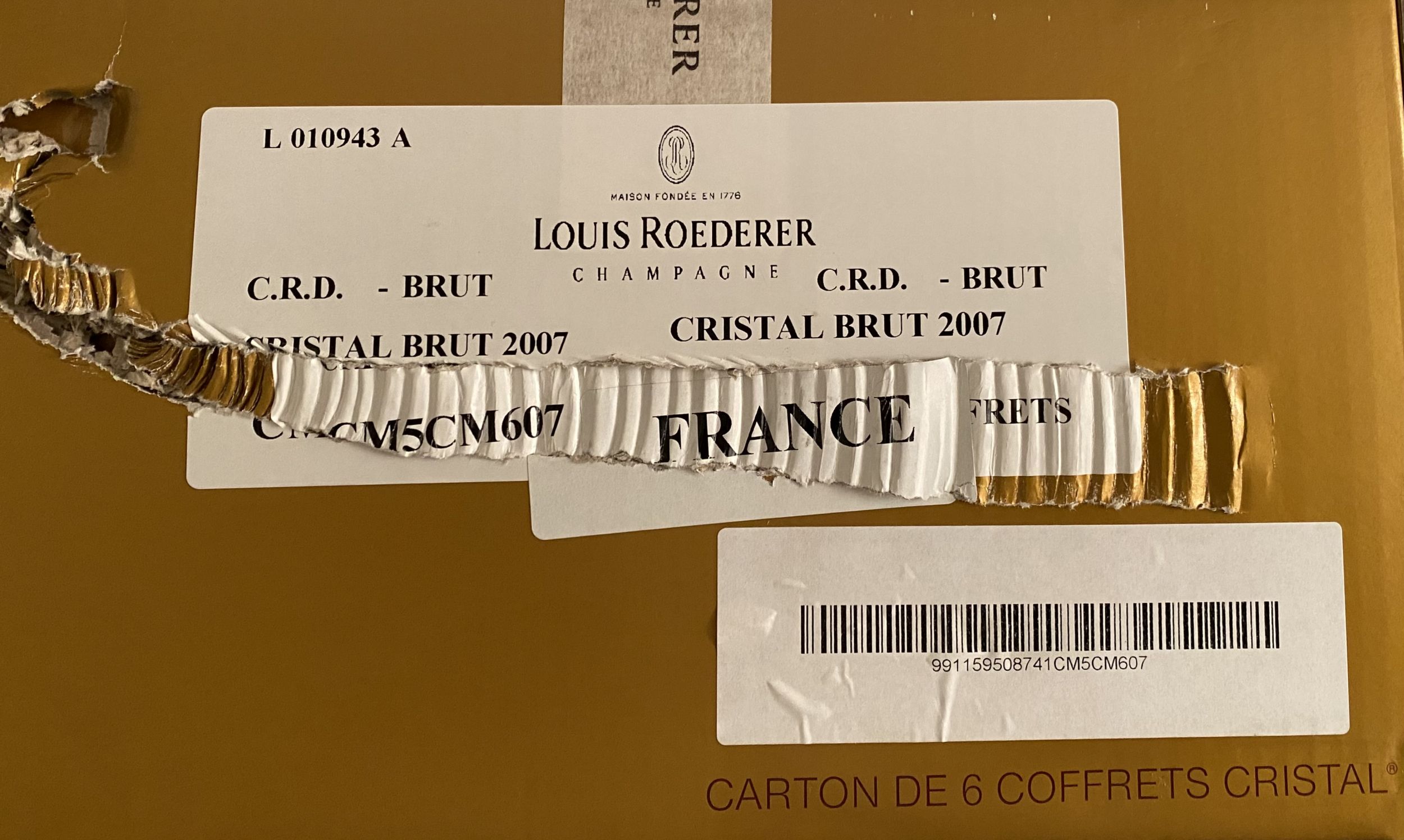 1 bouteille CHAMPAGNE :  | H&ocirc;tel Des Ventes de Monte-Carlo
