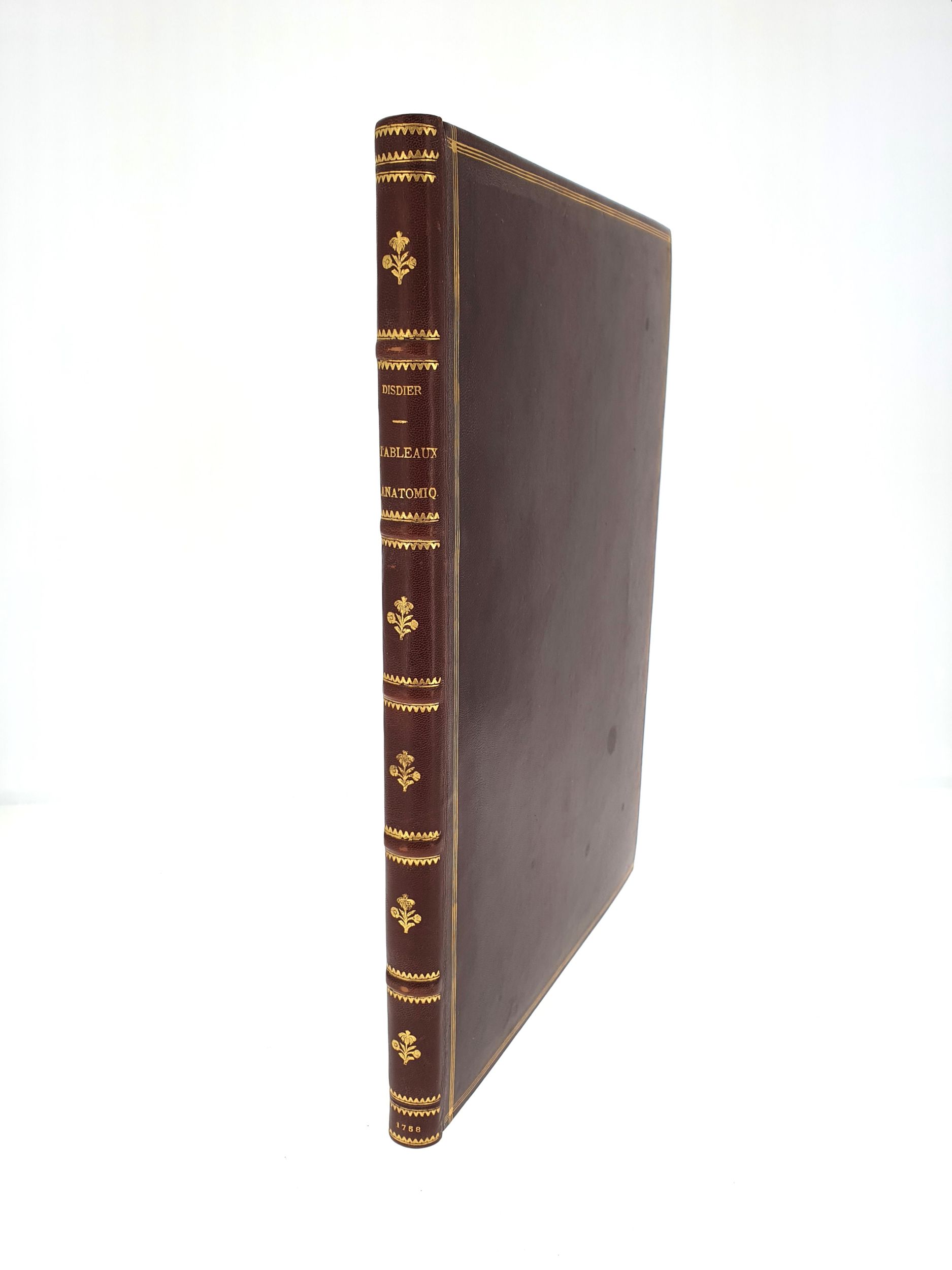 [ANATOMIE]. CHARPENTIER (Étienne). Exposition exacte ou Tableaux anatomiques en tailles-douces, des différentes parties du Corps humain […]. A Paris, Chez Crepy, 1758. In-folio, chagrin brun, triple filet doré encadrant les plats, dos à nerfs orné (reliure pastiche).	
