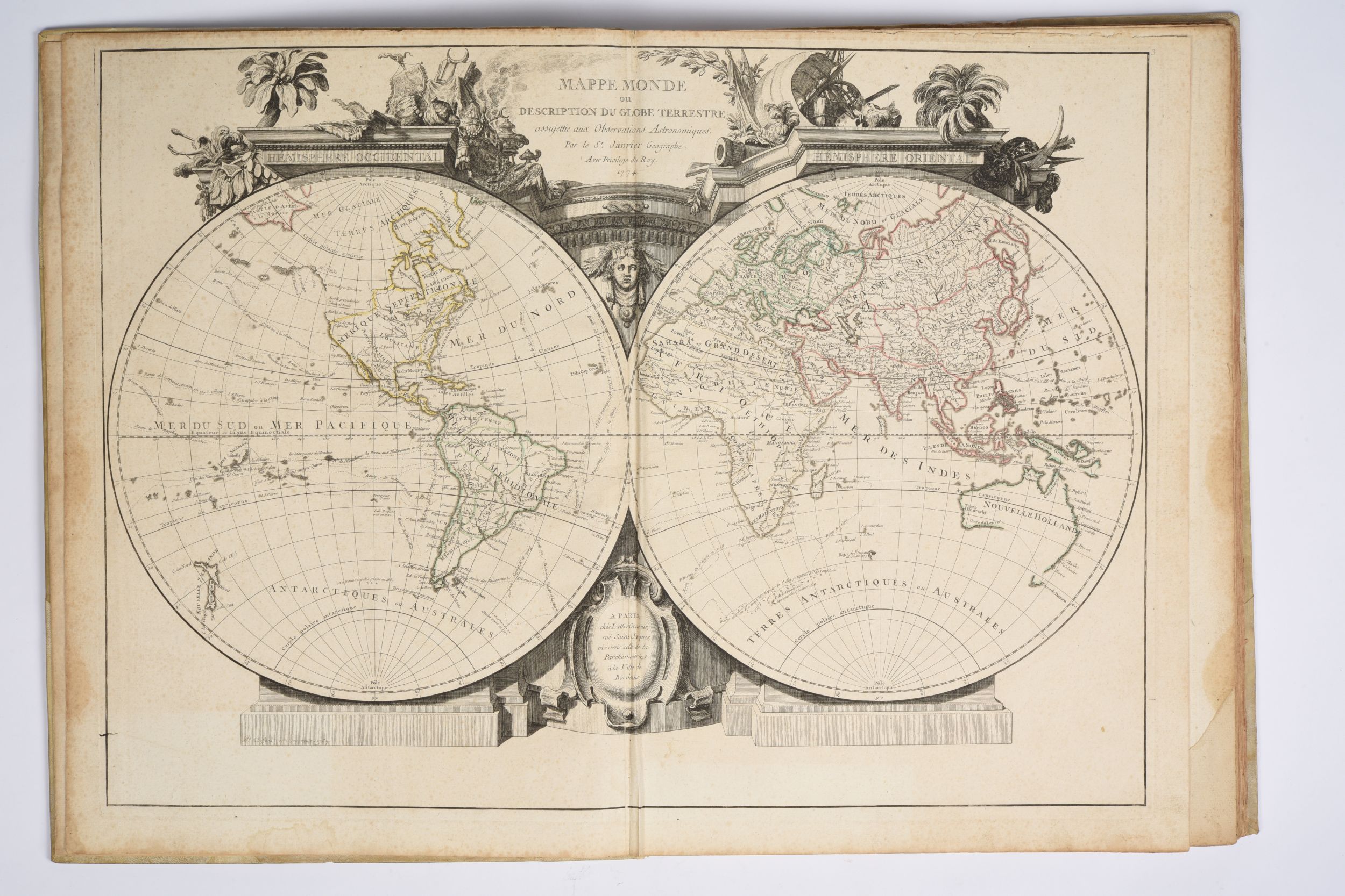 [ATLAS]. JANVIER (M.), L’ISLE (Guillaume de), JAILLOT (M.), ROBERT (M.), SANSON (M.). « Atlas ». Paris, Chez iu, 1702-1769-1780. Grand in-folio, demi-vélin ivoire à bandes (reliure fin XIXe s.).:  | H&ocirc;tel Des Ventes de Monte-Carlo