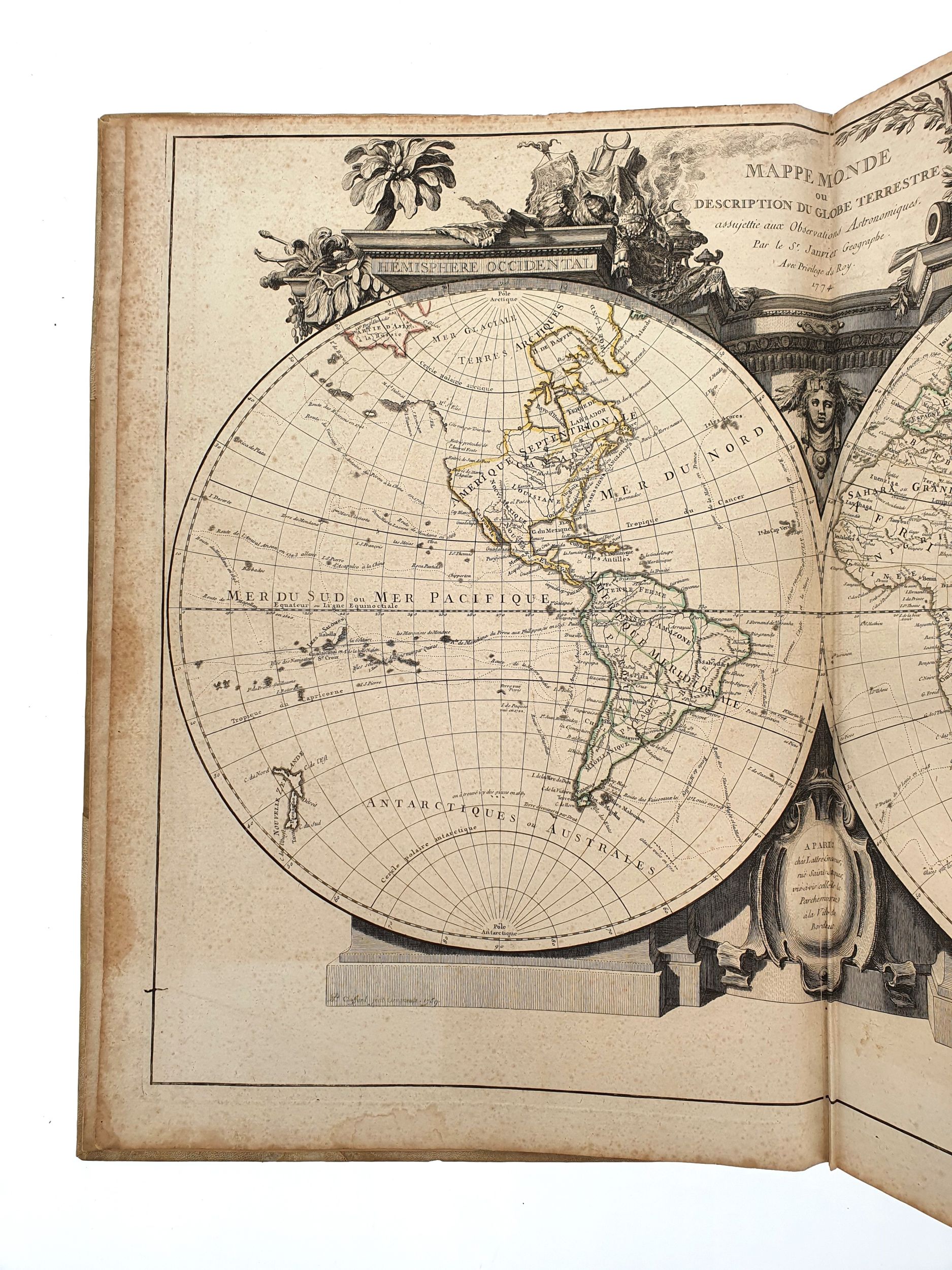 [ATLAS]. JANVIER (M.), L’ISLE (Guillaume de), JAILLOT (M.), ROBERT (M.), SANSON (M.). « Atlas ». Paris, Chez iu, 1702-1769-1780. Grand in-folio, demi-vélin ivoire à bandes (reliure fin XIXe s.).:  | H&ocirc;tel Des Ventes de Monte-Carlo
