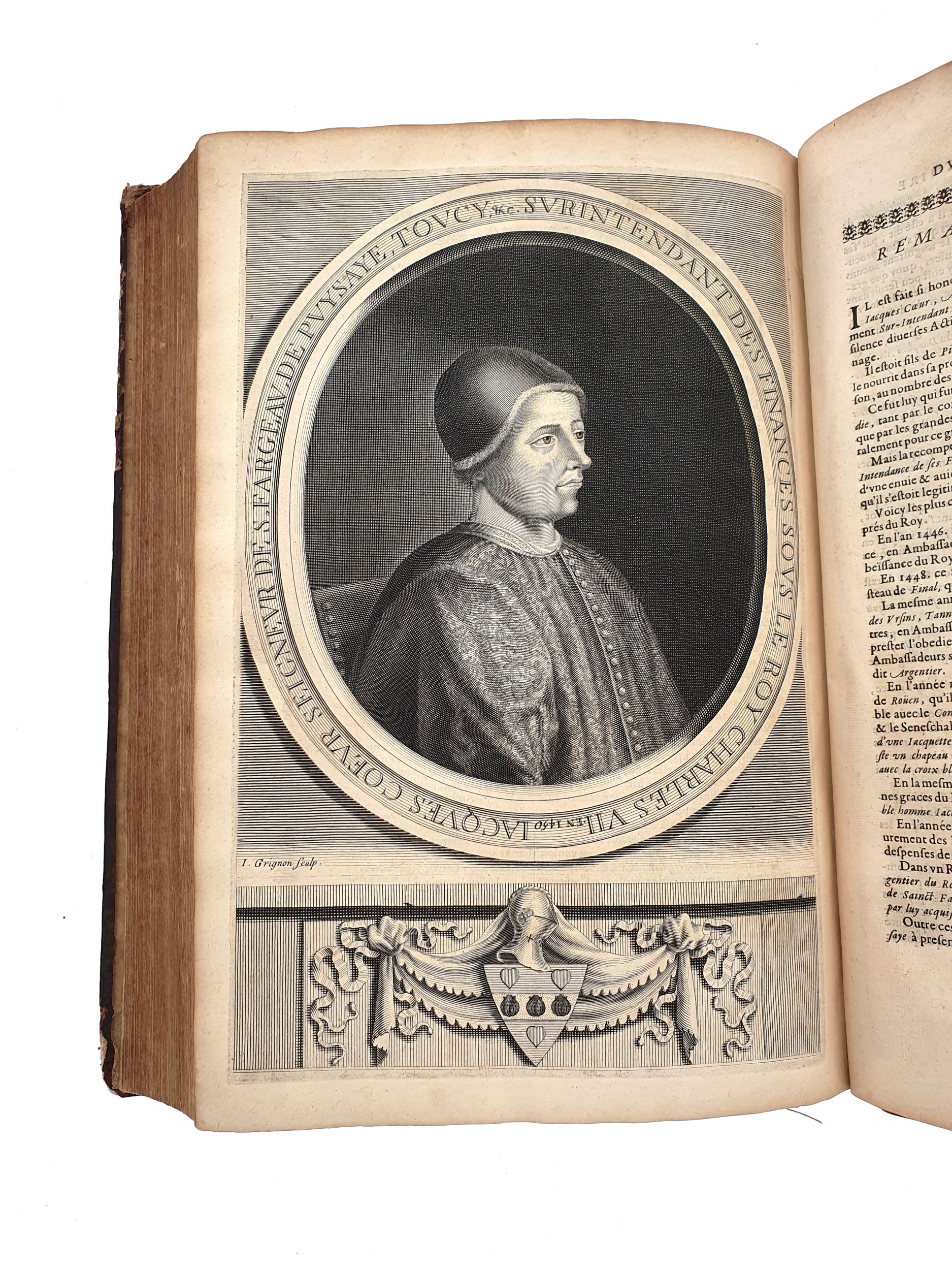[CHARLES VII]. CHARTIER (Jean), LE BOUVIER (Jacques), COUCY (Mathieu de)  GODEFROY (Denys). Histoire de Charles VII. Roy de France. A Paris, De l’Imprimerie Royale – Sébastien Cramoisy, 1661. In-folio, veau, armoiries dorées au centre des plats, ex-dono sur le premier, dos à nerfs (reliure de l’époque).:  | H&ocirc;tel Des Ventes de Monte-Carlo