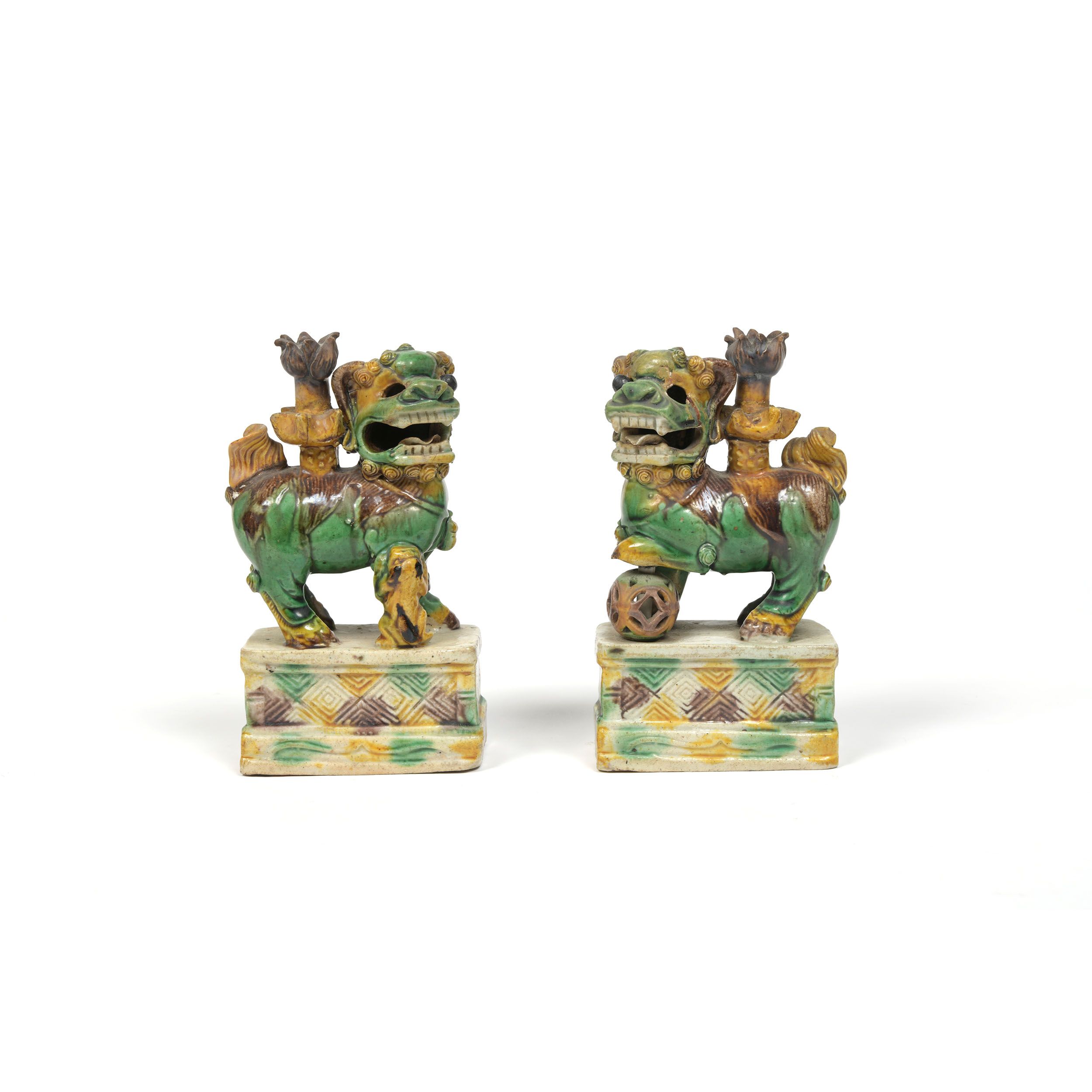 COUPLE DE LIONS BOUDDHIQUES