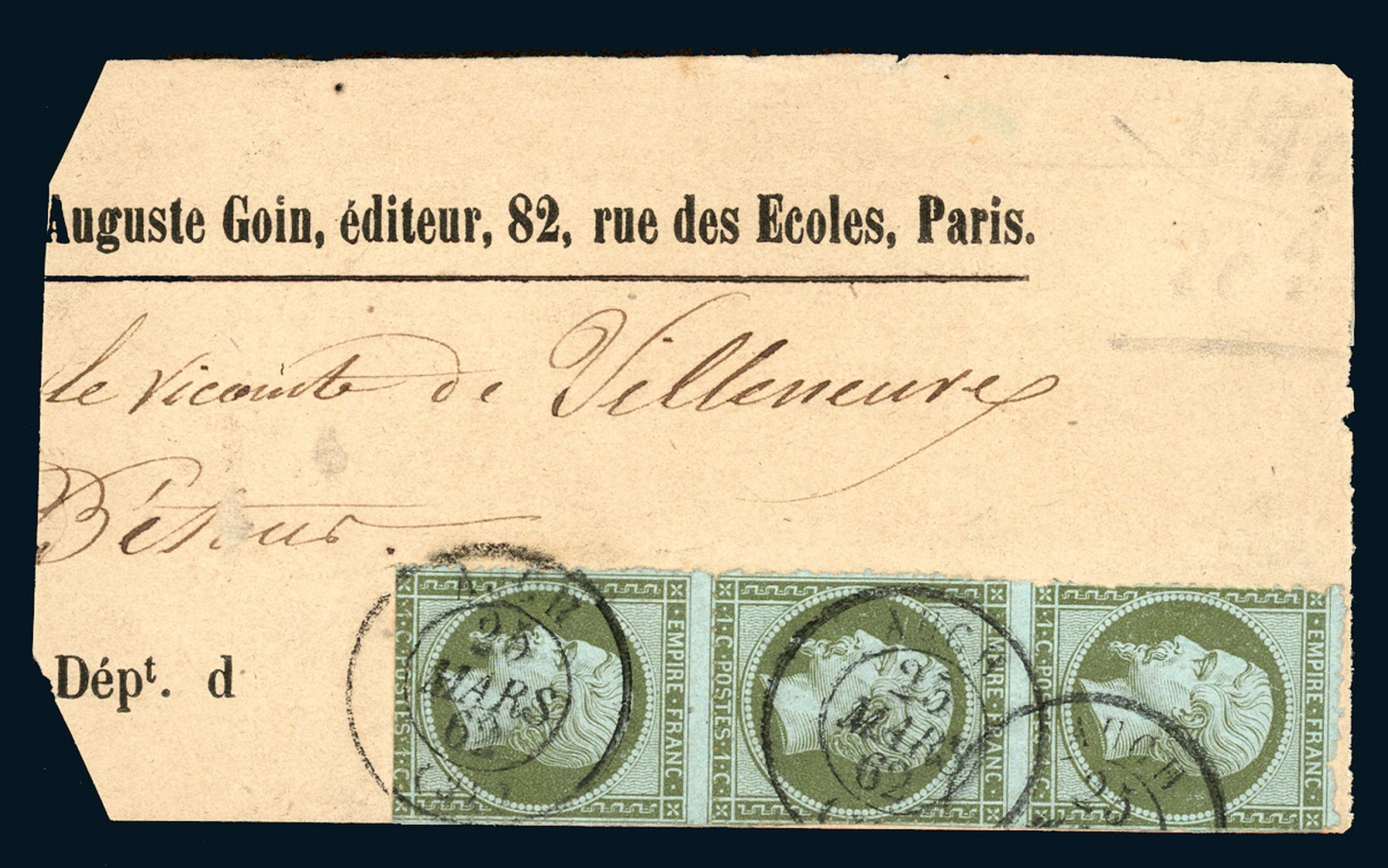 FRANCE 1849-1850, :  | H&ocirc;tel Des Ventes de Monte-Carlo