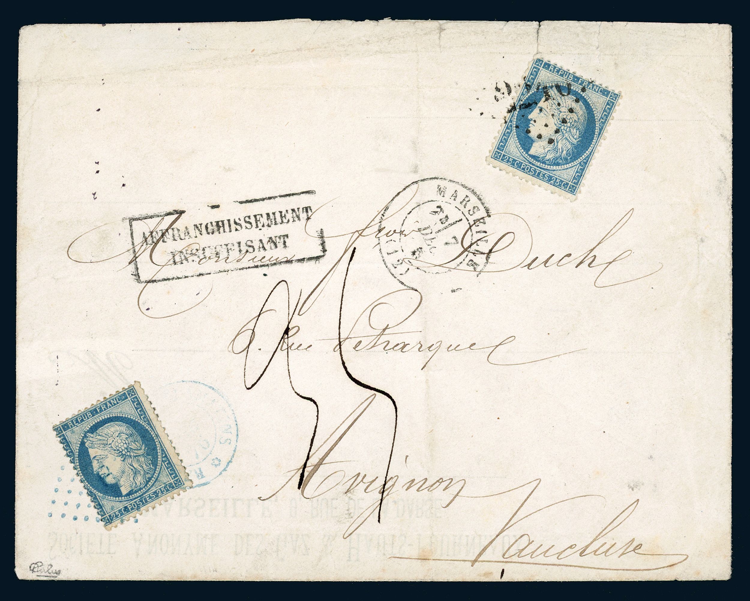 FRANCE 1849-1850, :  | H&ocirc;tel Des Ventes de Monte-Carlo