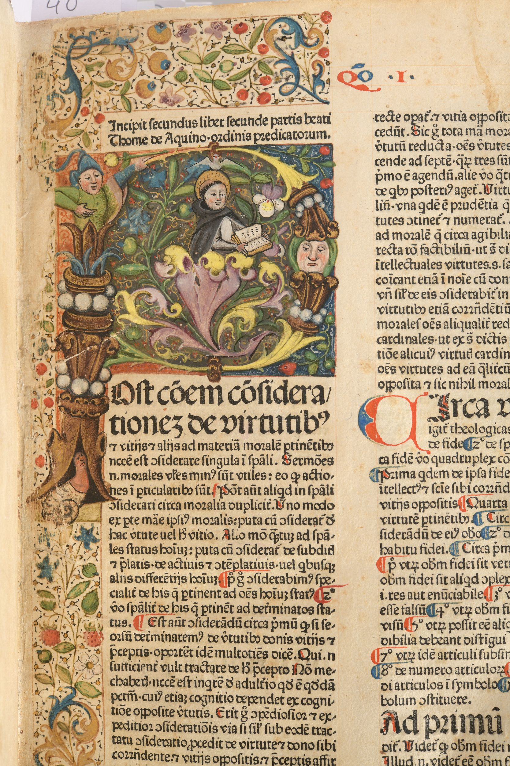 [INCUNABLE]. AQUIN (Thomas d'). Incipit secundus liber secunde partis beati // Thome de Aquino • ordinis predicatorum. Impressus Venetiis per Franciscum de Hailbrun  Nicolaum de Frankfordia [Venise, Franciscus Renner, de Heilbronn et Nicolaus de Frankfordia], 1475. Petit in-folio, ais de bois, cuir brun, dos à nerfs orné (reliure refaite avec partie du décor d'origine conservée). :  | H&ocirc;tel Des Ventes de Monte-Carlo