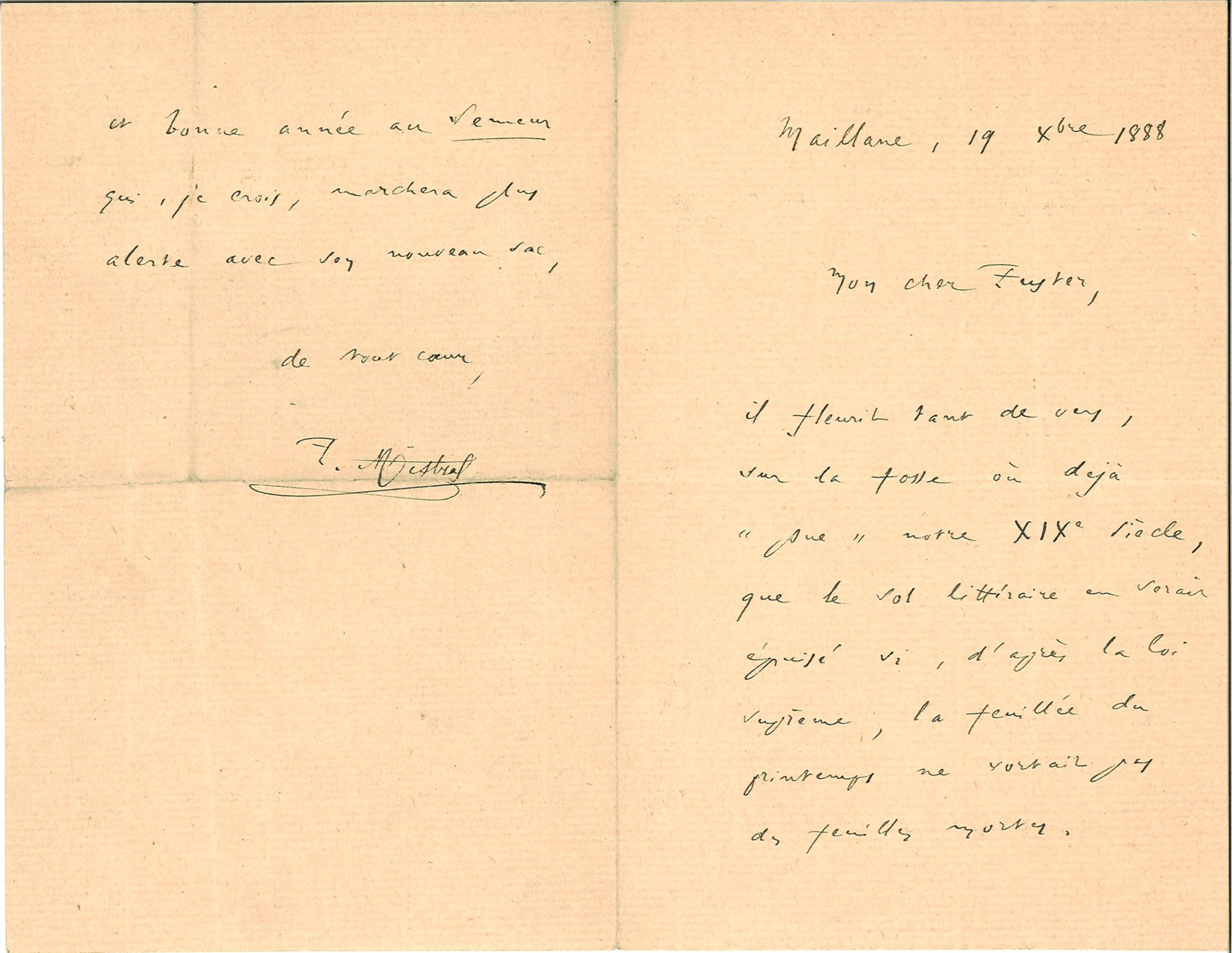 MISTRAL Frédéric (1830 - 1914):  | H&ocirc;tel Des Ventes de Monte-Carlo