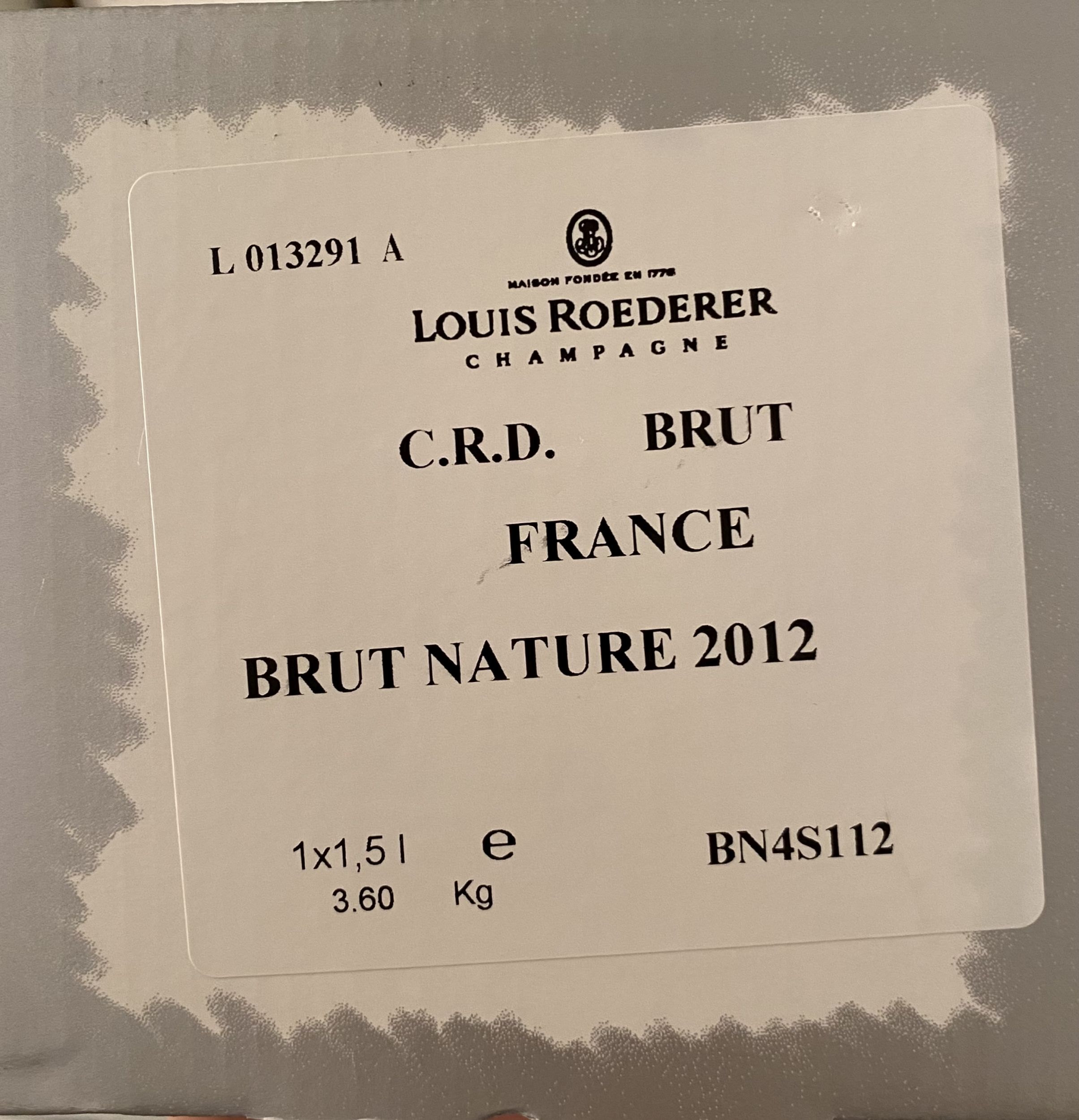 1 bouteille CHAMPAGNE :  | H&ocirc;tel Des Ventes de Monte-Carlo