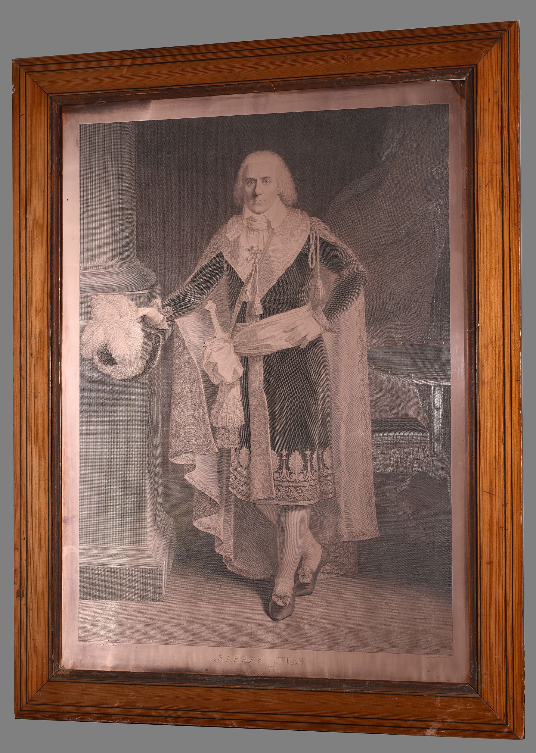 PLAQUE ORIGINALE DE LA CELEBRE GRAVURE DE PAUL BARRAS EN COSTUME DE DIRECTEUR