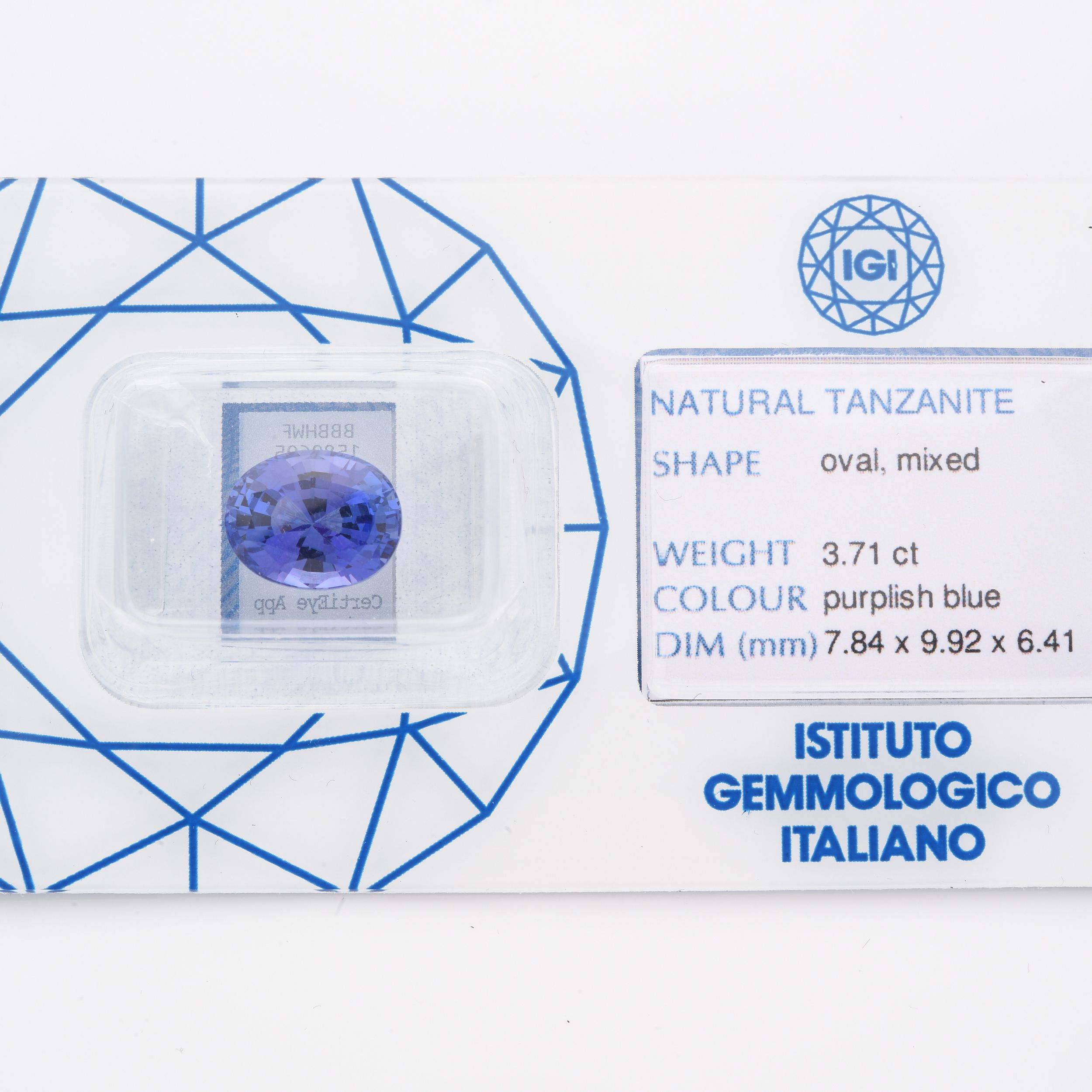 TANZANITE SOUS SCELLE