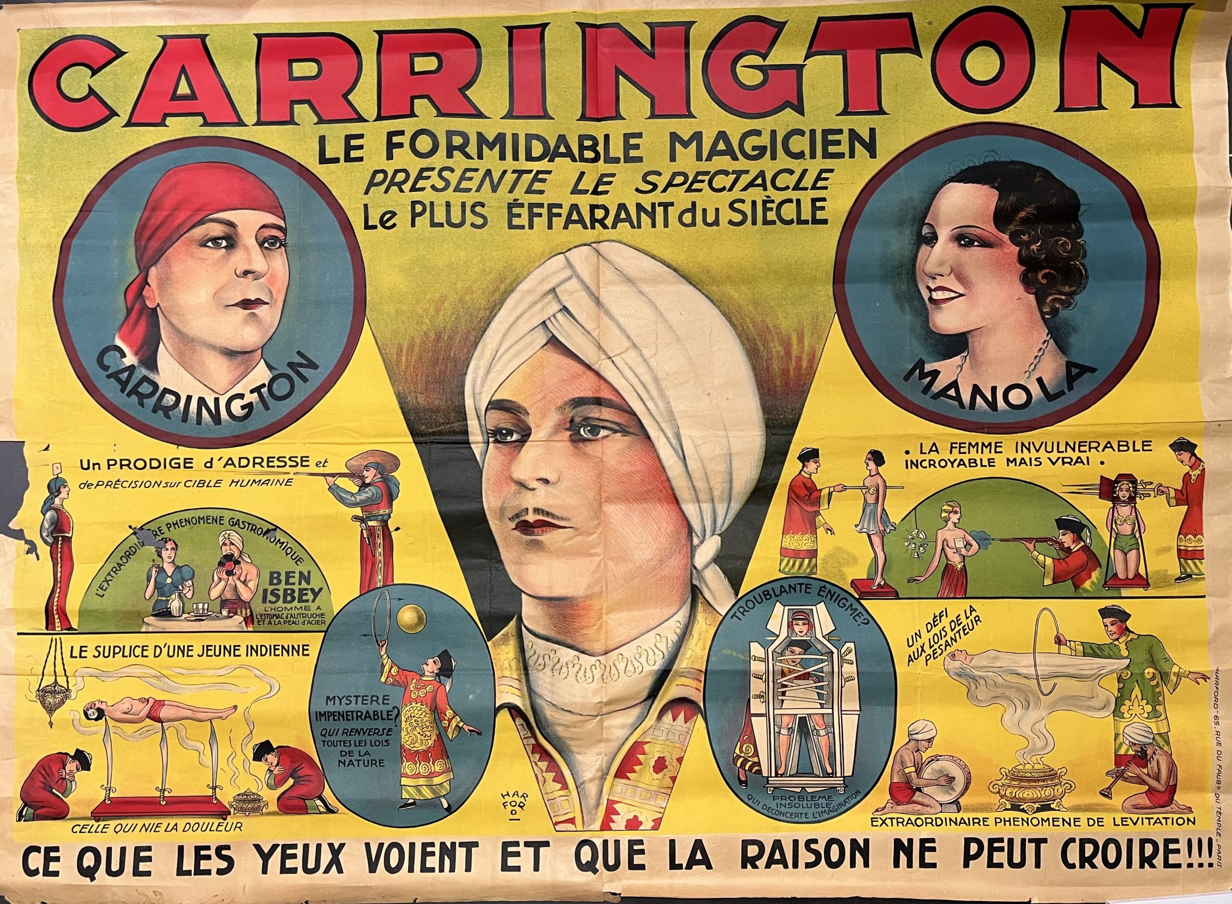 Un lot de huit affiches anciennes sur le thème du cirque et du spectacle 