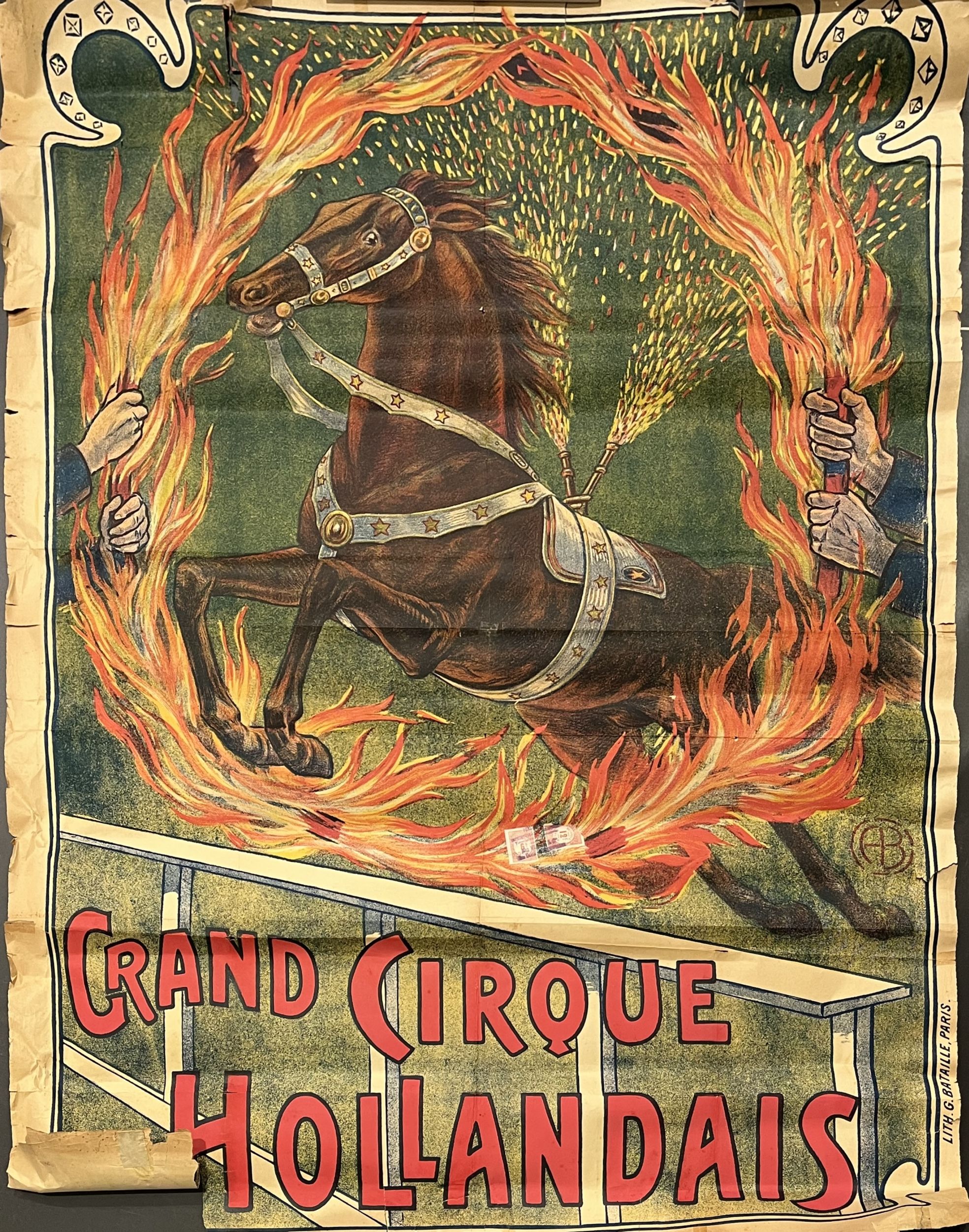 Un lot de huit affiches anciennes sur le thème du cirque et du spectacle :  | H&ocirc;tel Des Ventes de Monte-Carlo