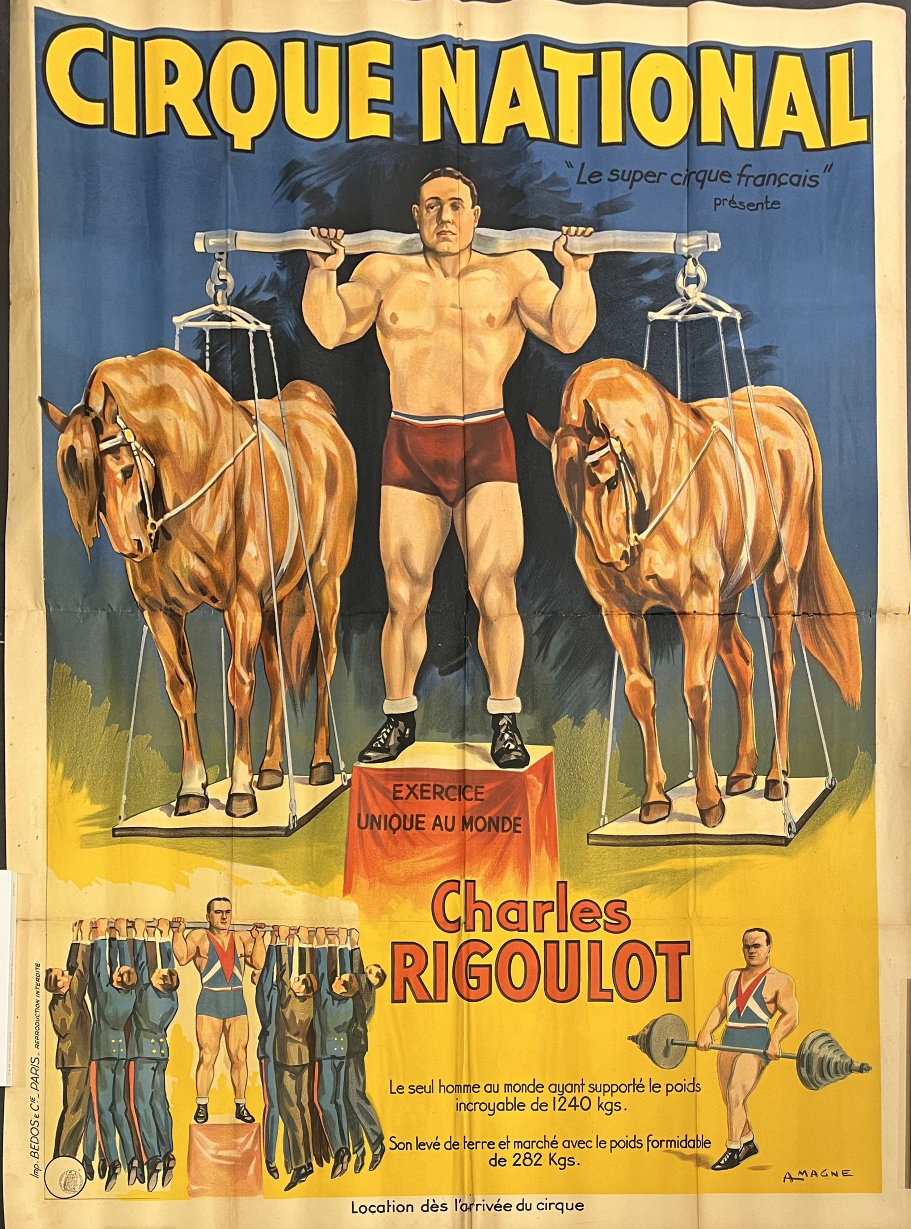 Un lot de quatre affiches identiques du Cirque national - Charles Rigoulot 