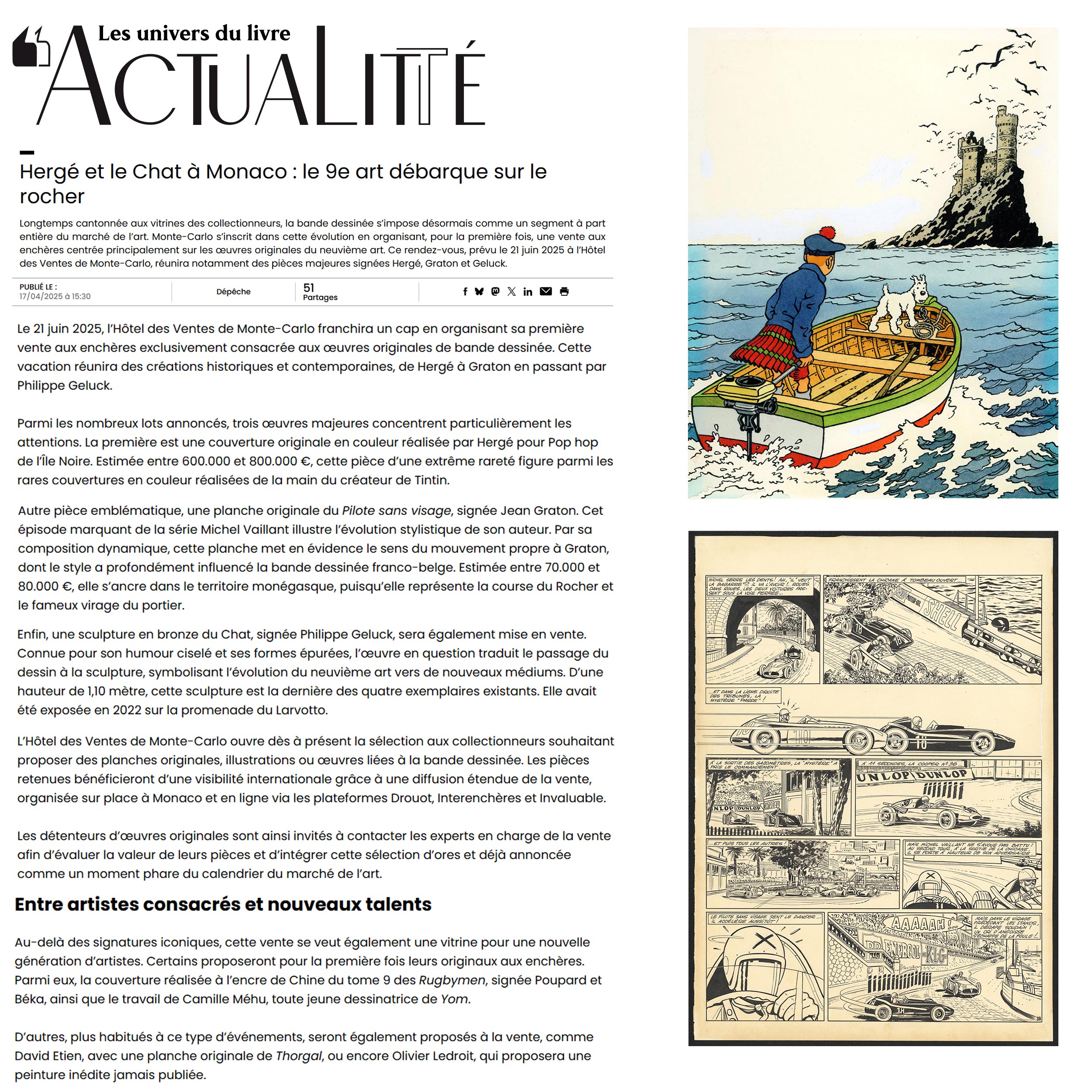 Hergé et le Chat à Monaco