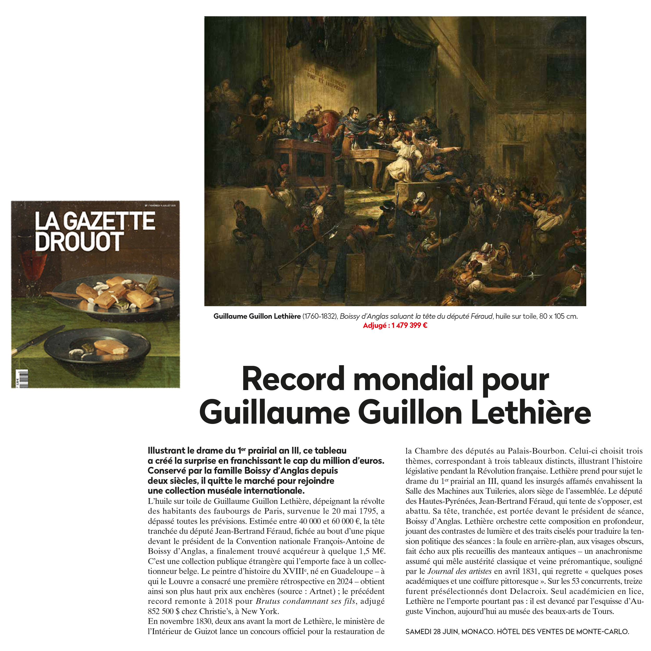 Record Mondial pour Guillaume Guillon Lethière