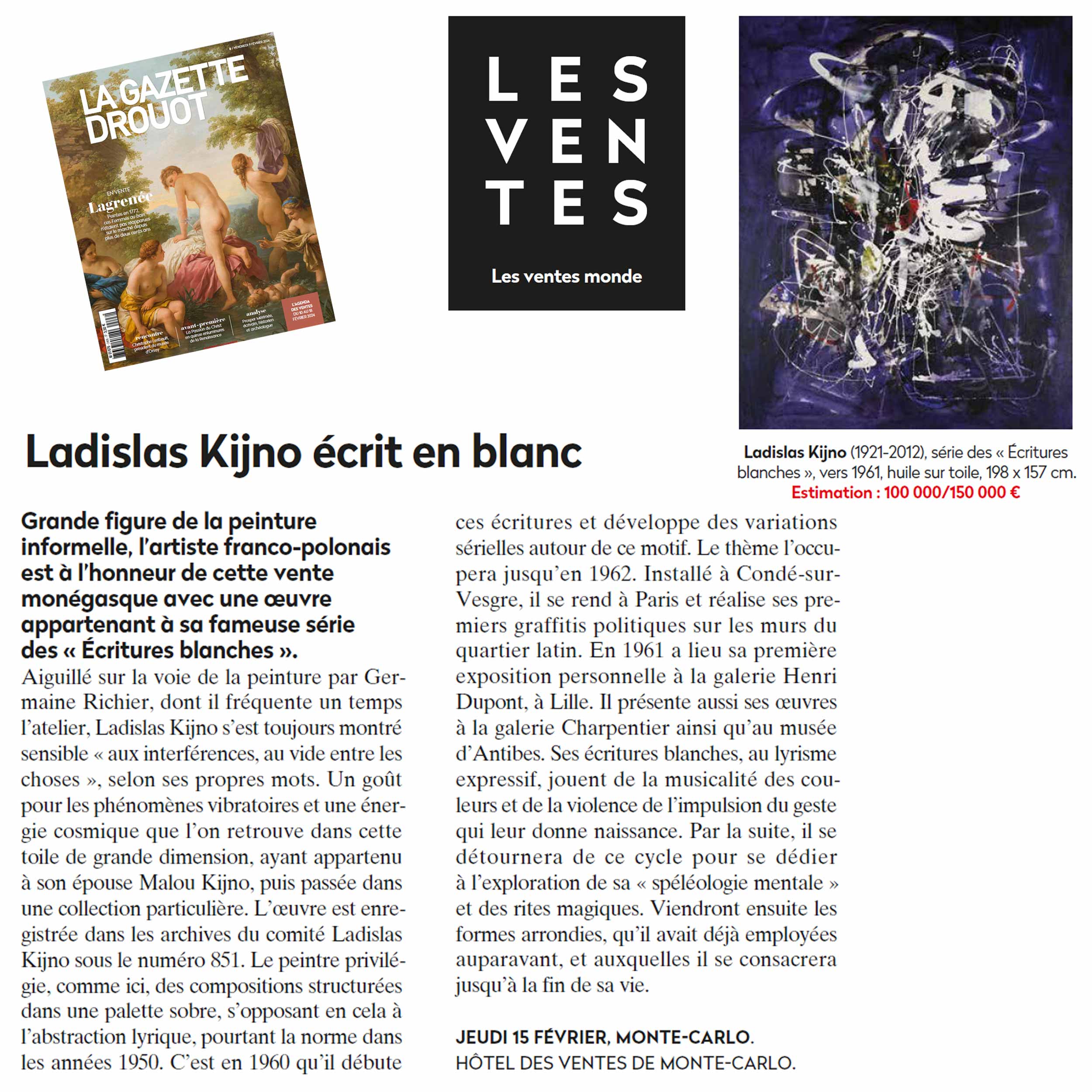 Ladislas Kijno écrit en blanc