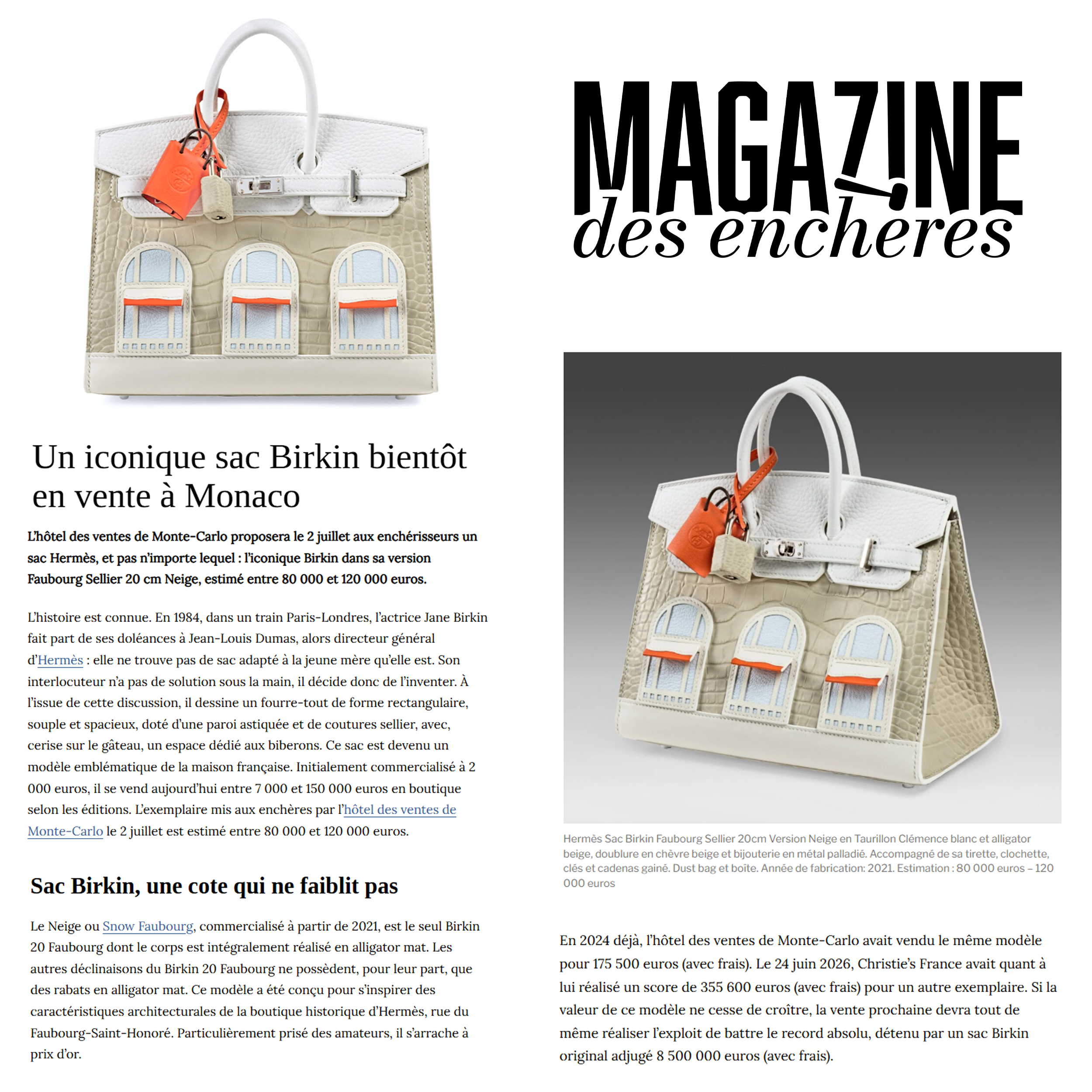 Un iconique sac Birkin bientôt en vente à Monaco