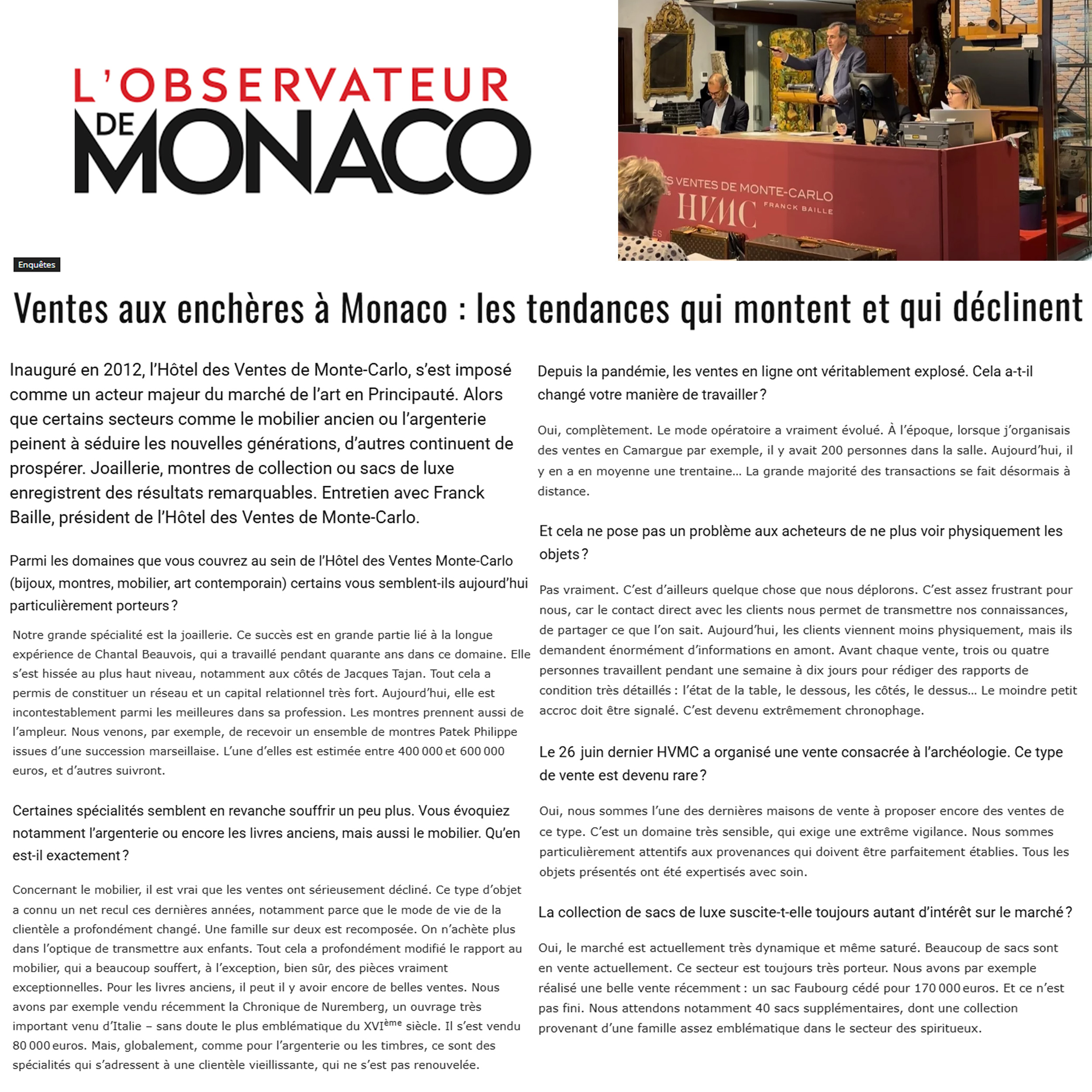 Ventes aux enchères à Monaco