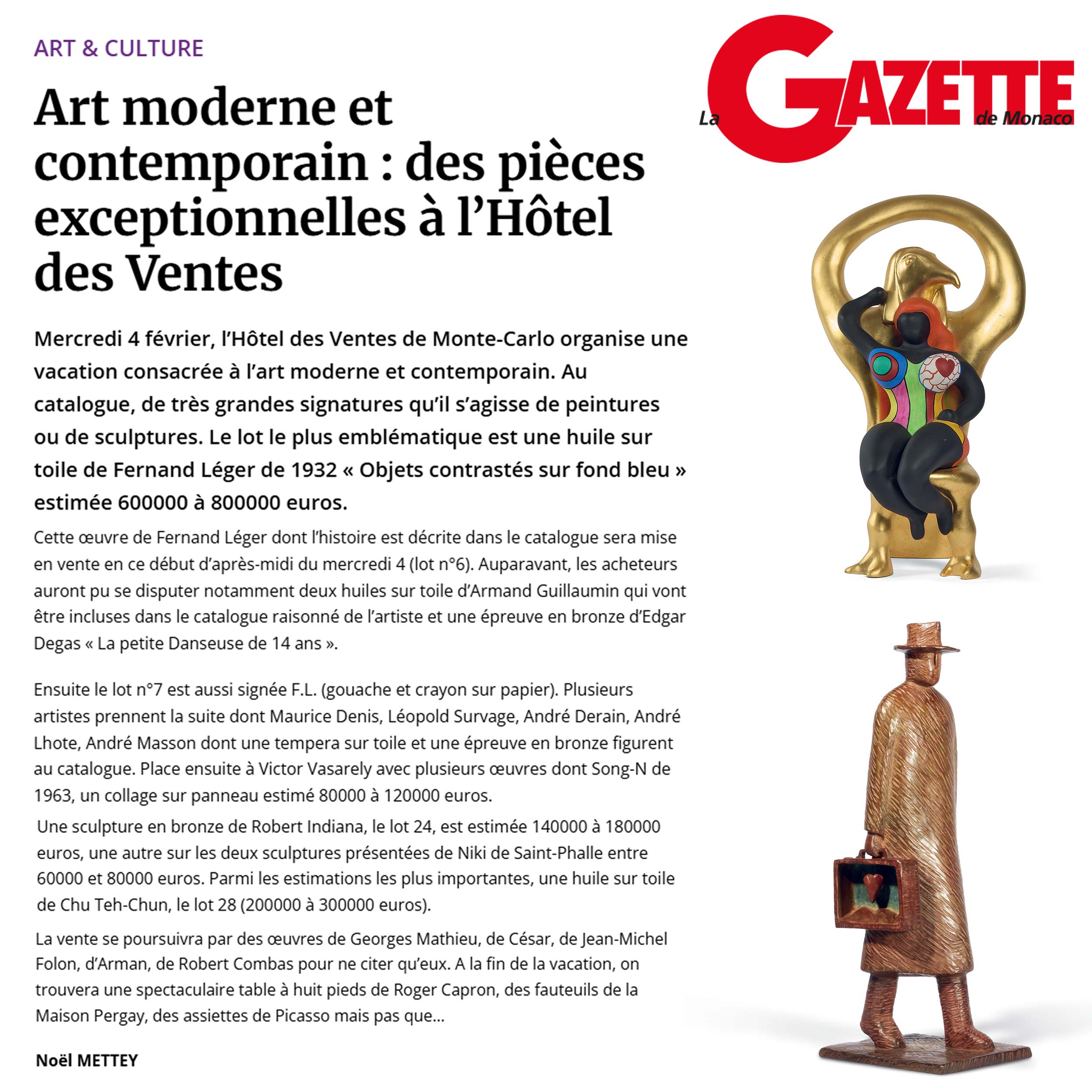 	 Art Moderne et Contemporain : pièces exceptionelles
