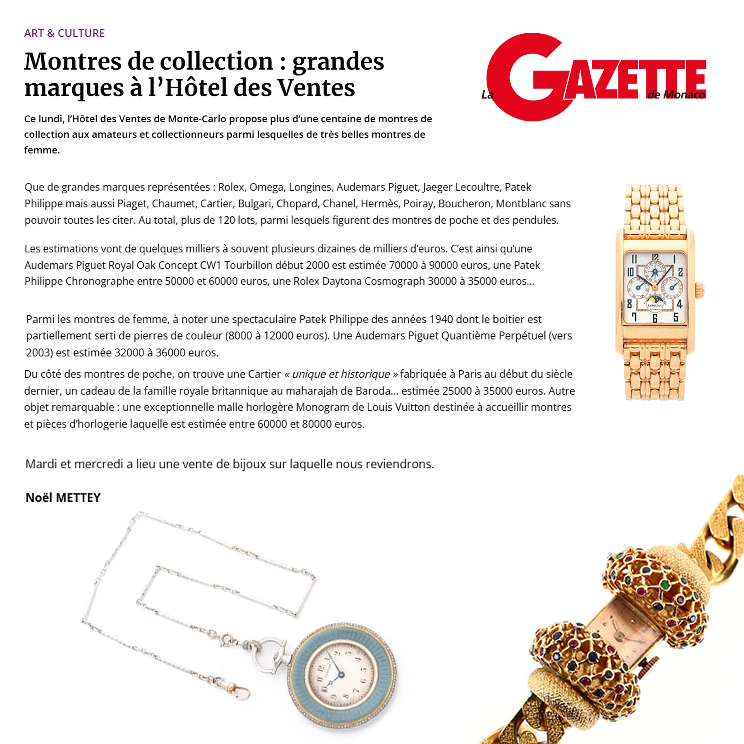 Montres de collection : grandes marques à l’Hôtel des Ventes