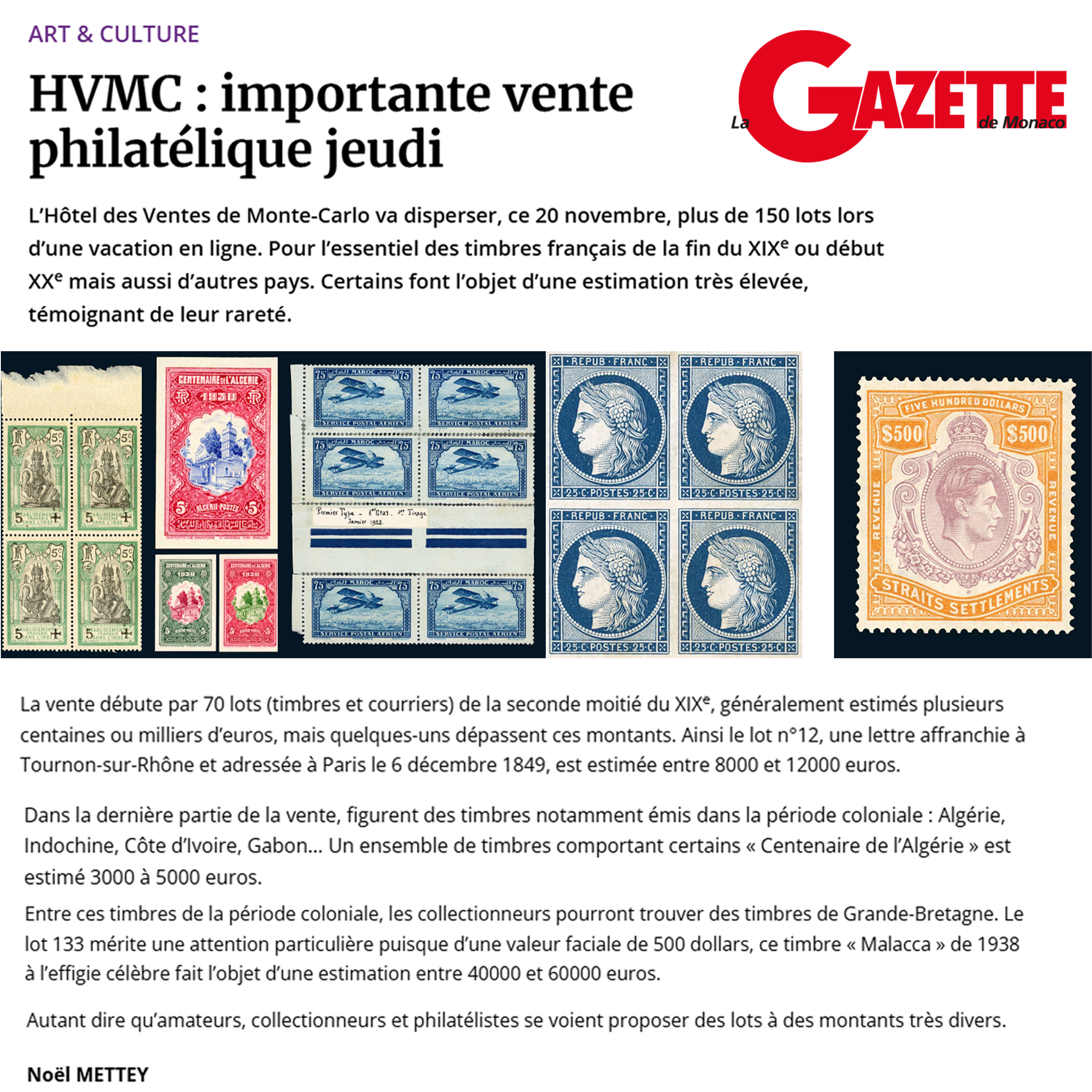 Importante vente Philatélique