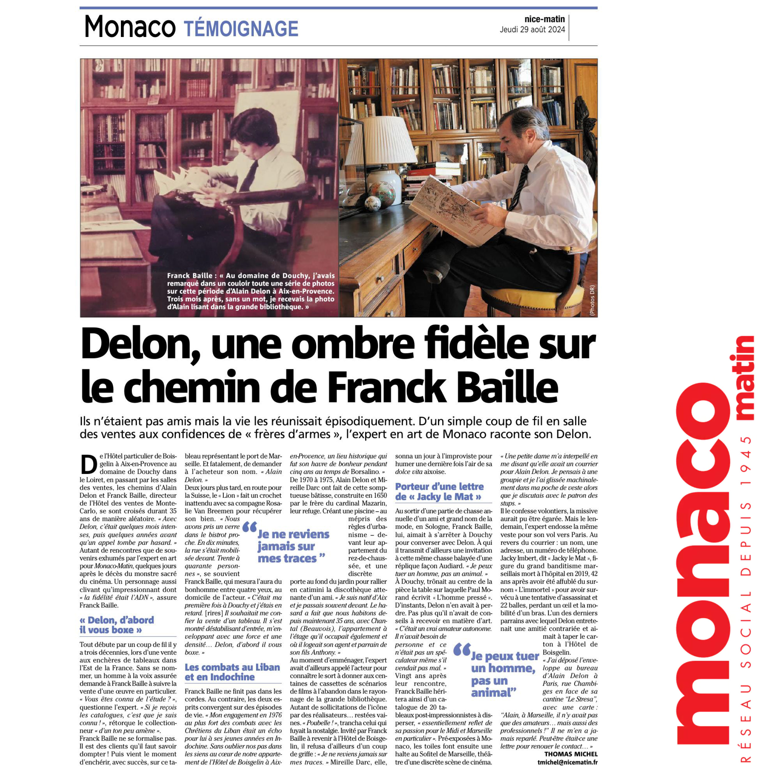 Delon, une ombre fidèle sur le chemin de Franck Baille