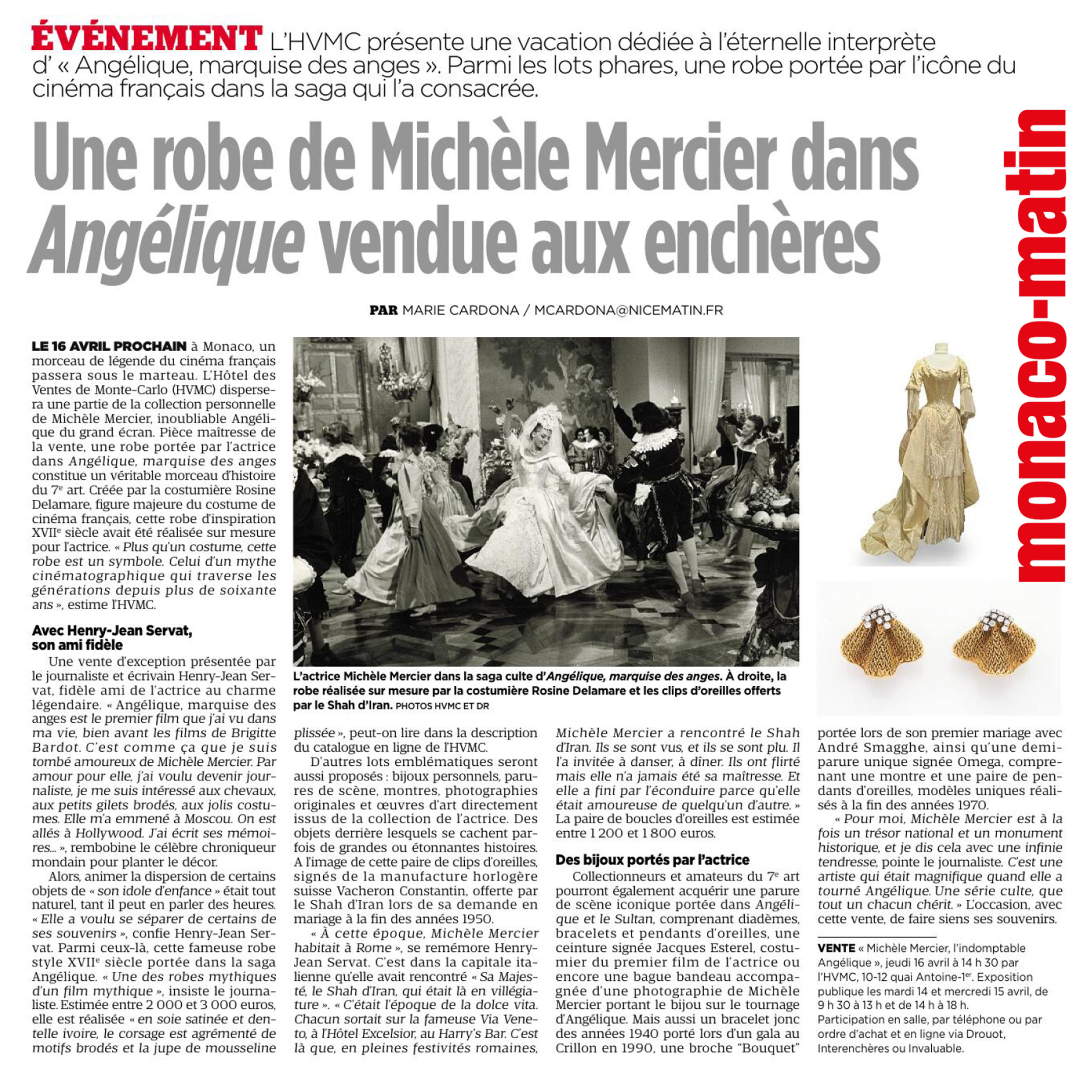 Une robe de Michèle Mercier dans Angélique vendue aux enchères