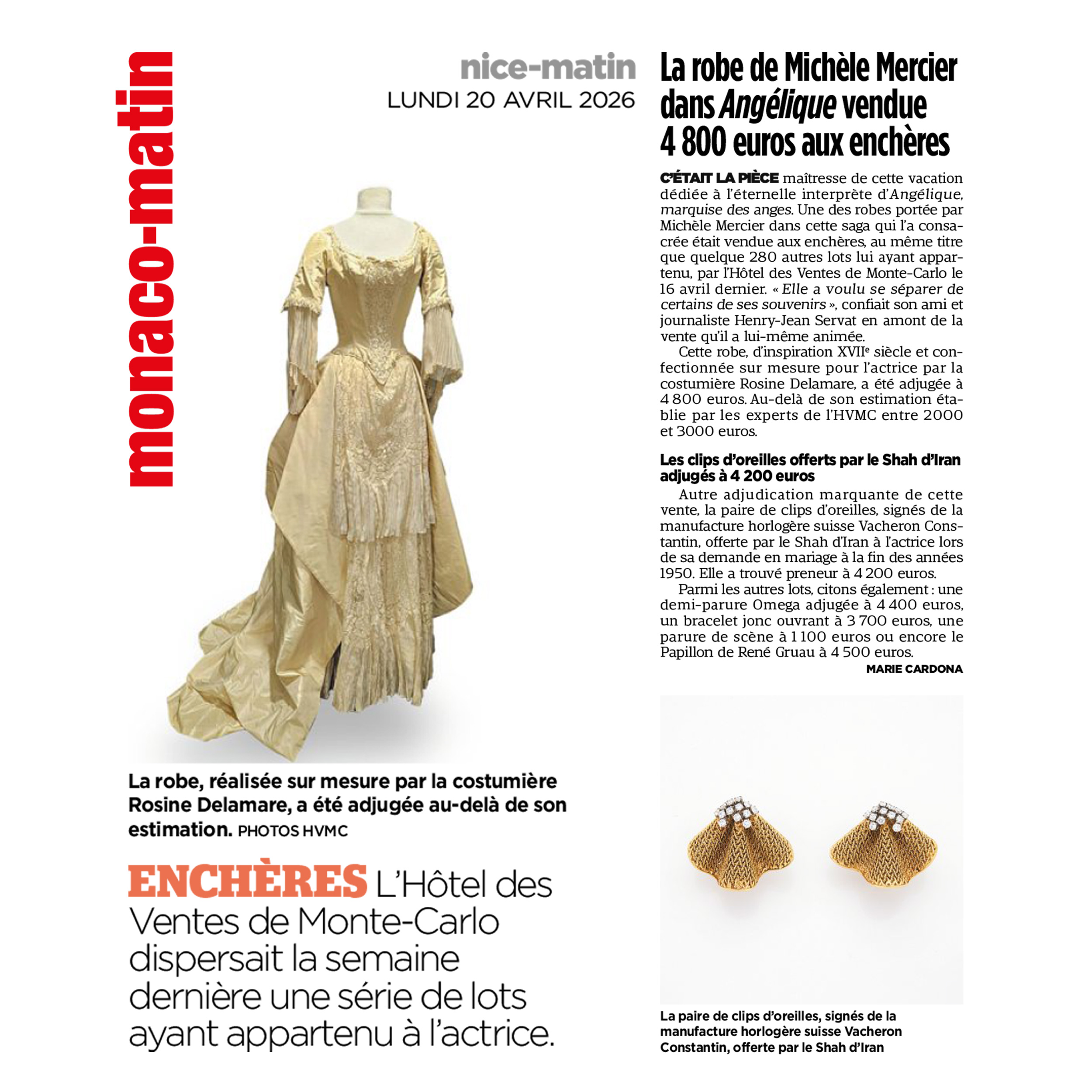 La robe de Michèle Mercier vendue 4 8000 euros aux enchères