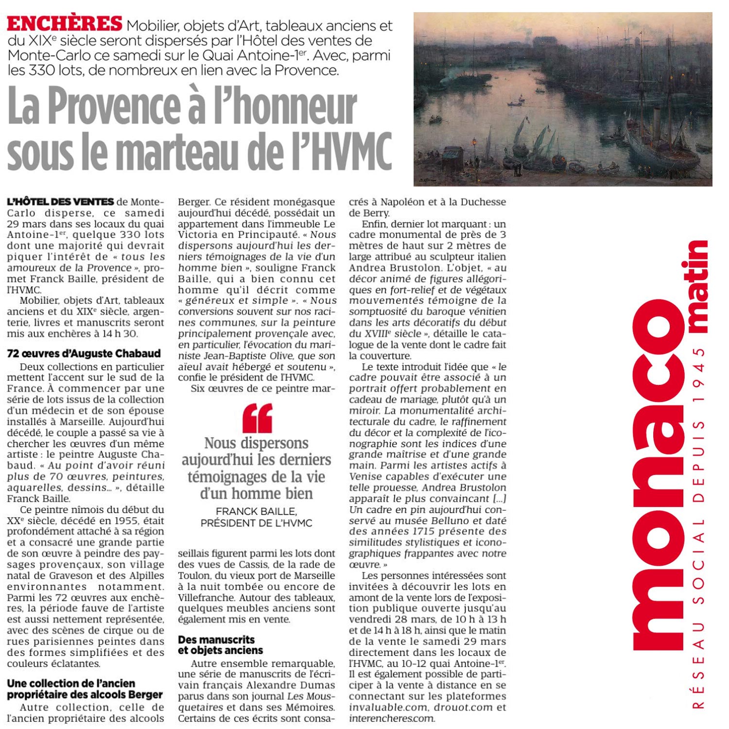 La Provence à l’honneur sous le marteau de l’HVMC