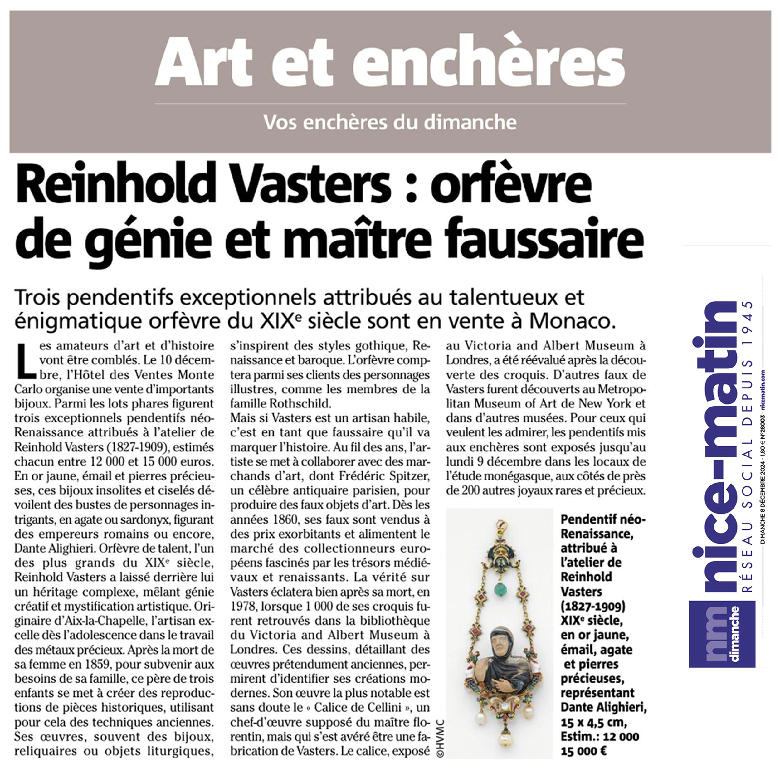 Reinhold Vasters : orfèvre de génie et maître faussaire