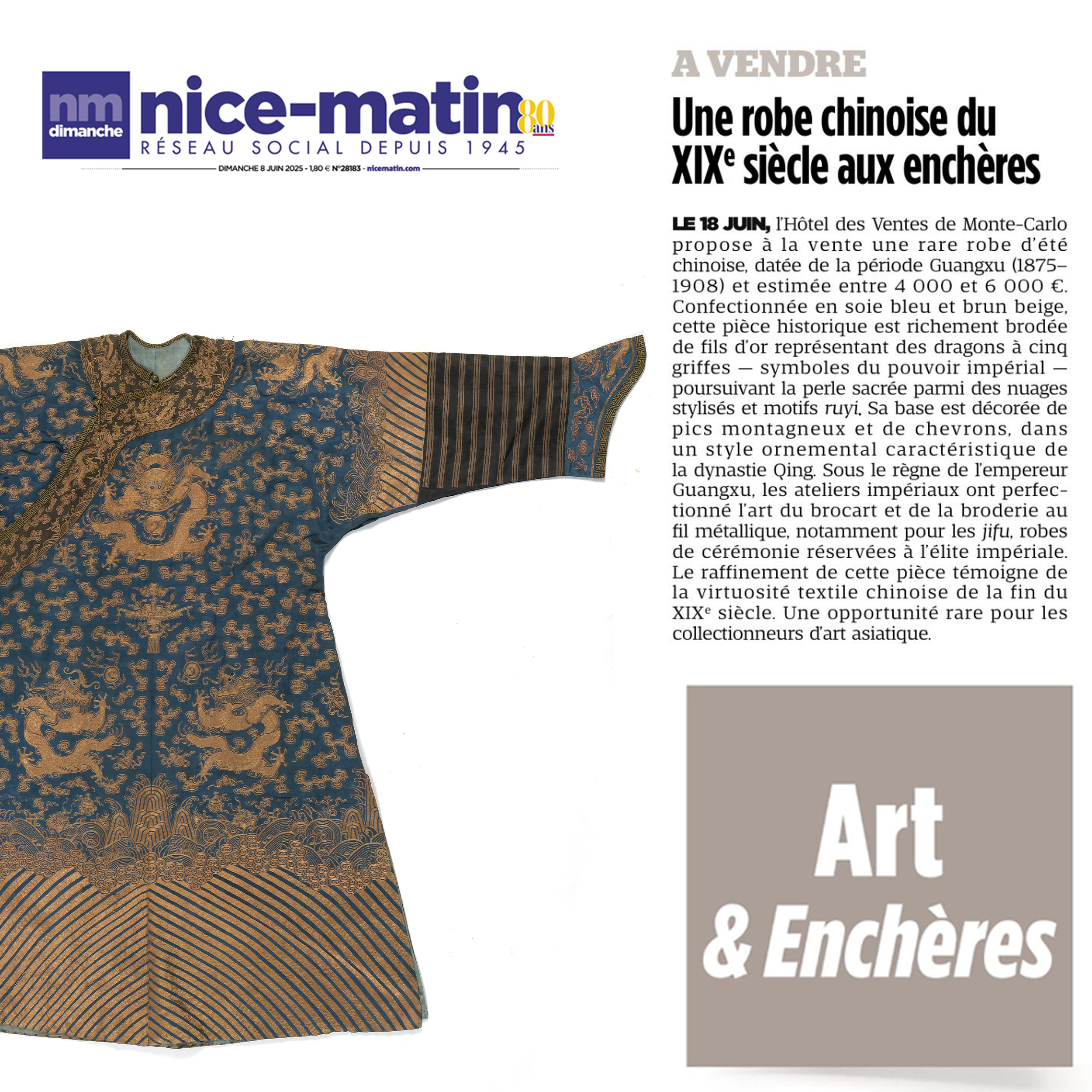 Une robe chinoise du XIXe siècle aux enchères