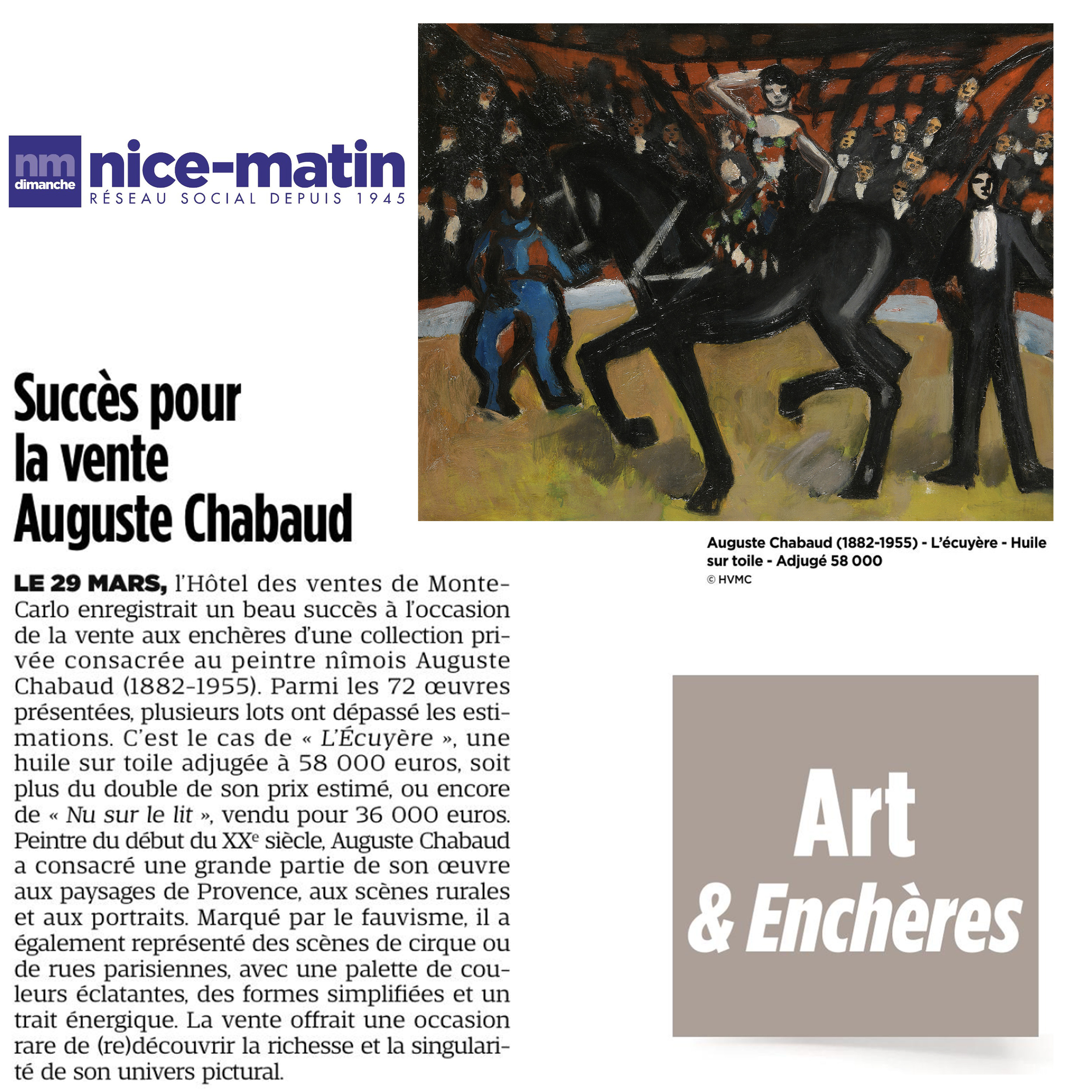 Succès pour la vente Auguste Chabaud