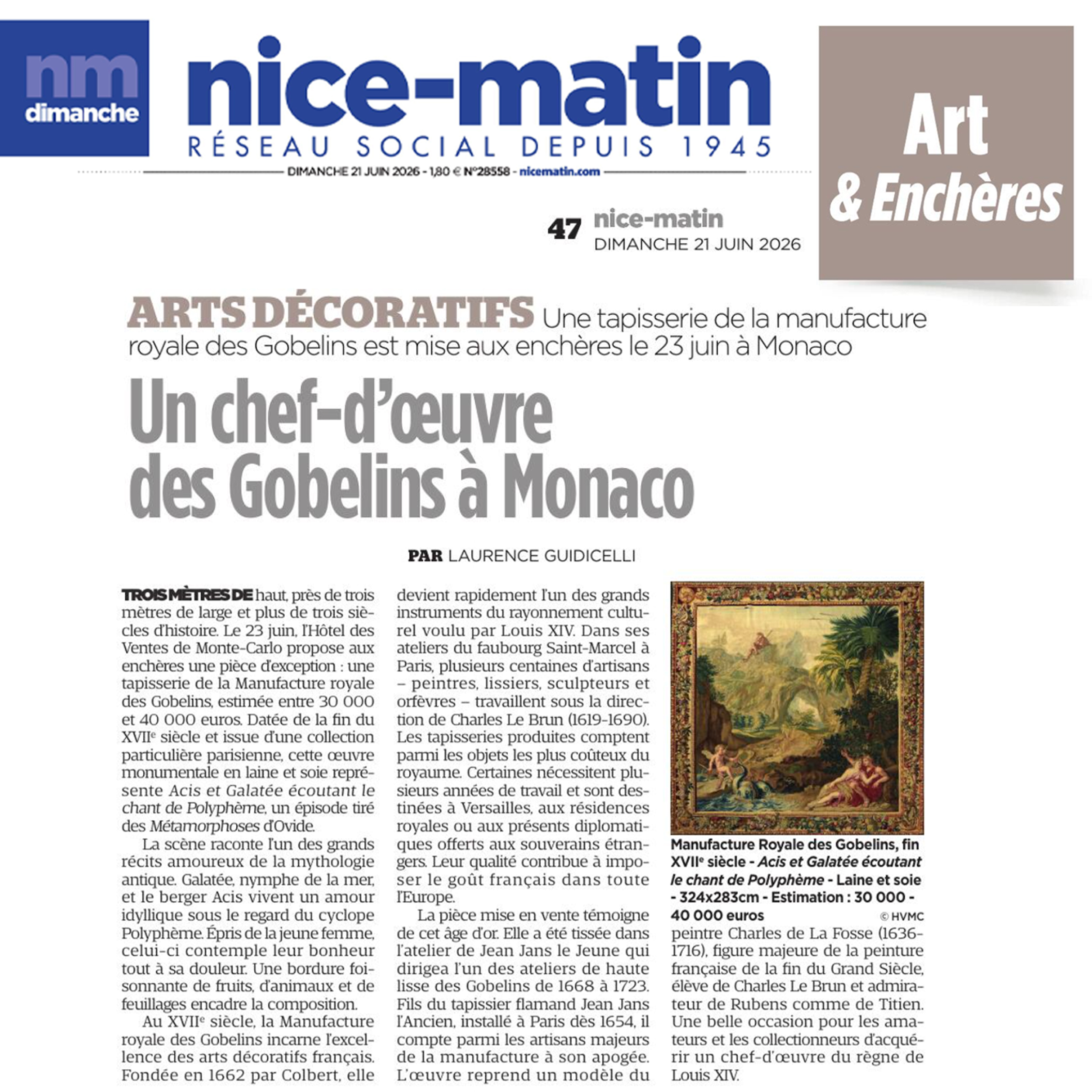 Un chef-d'oeuvre des Gobelins à Monaco