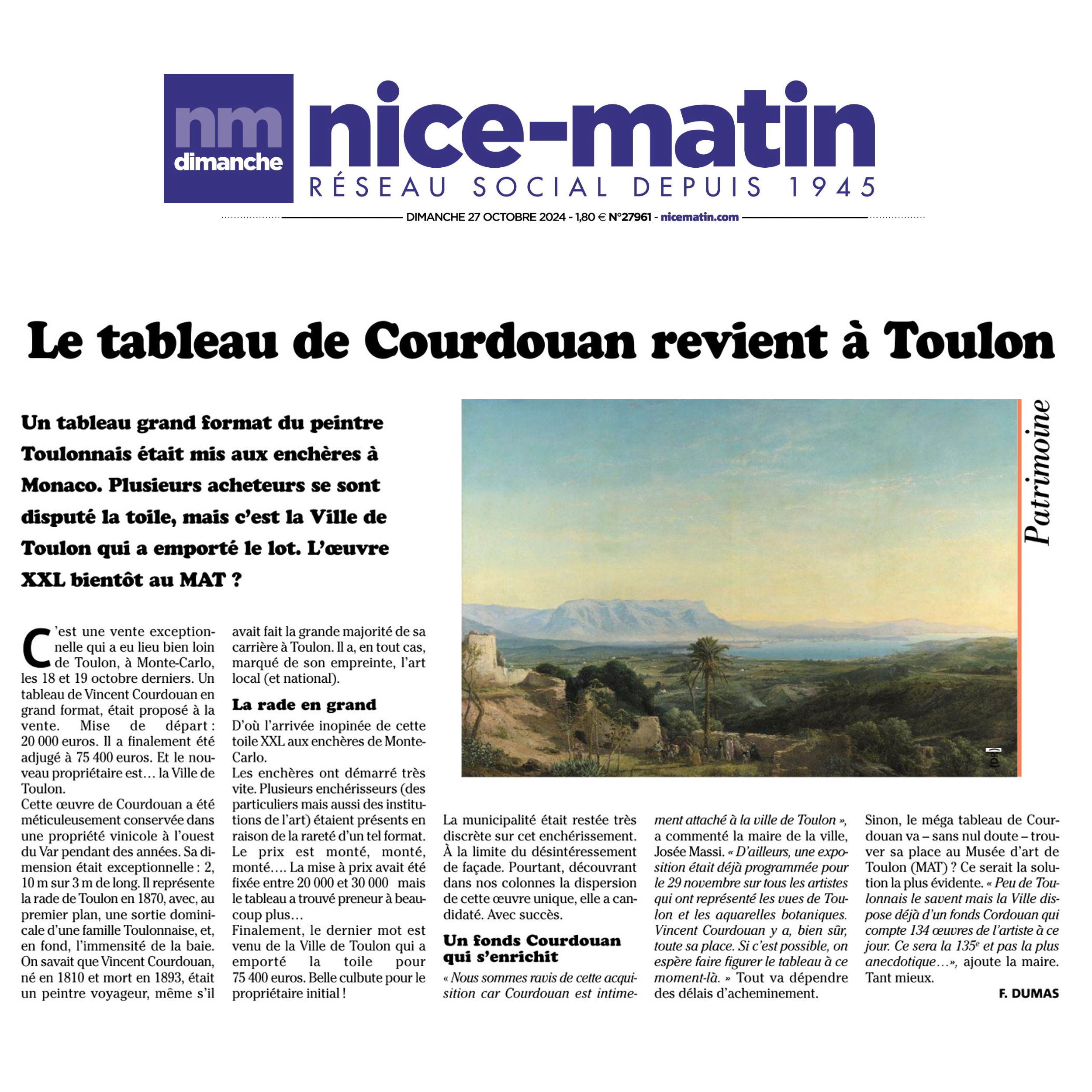 Le tableau de Courdouan revient à Toulon