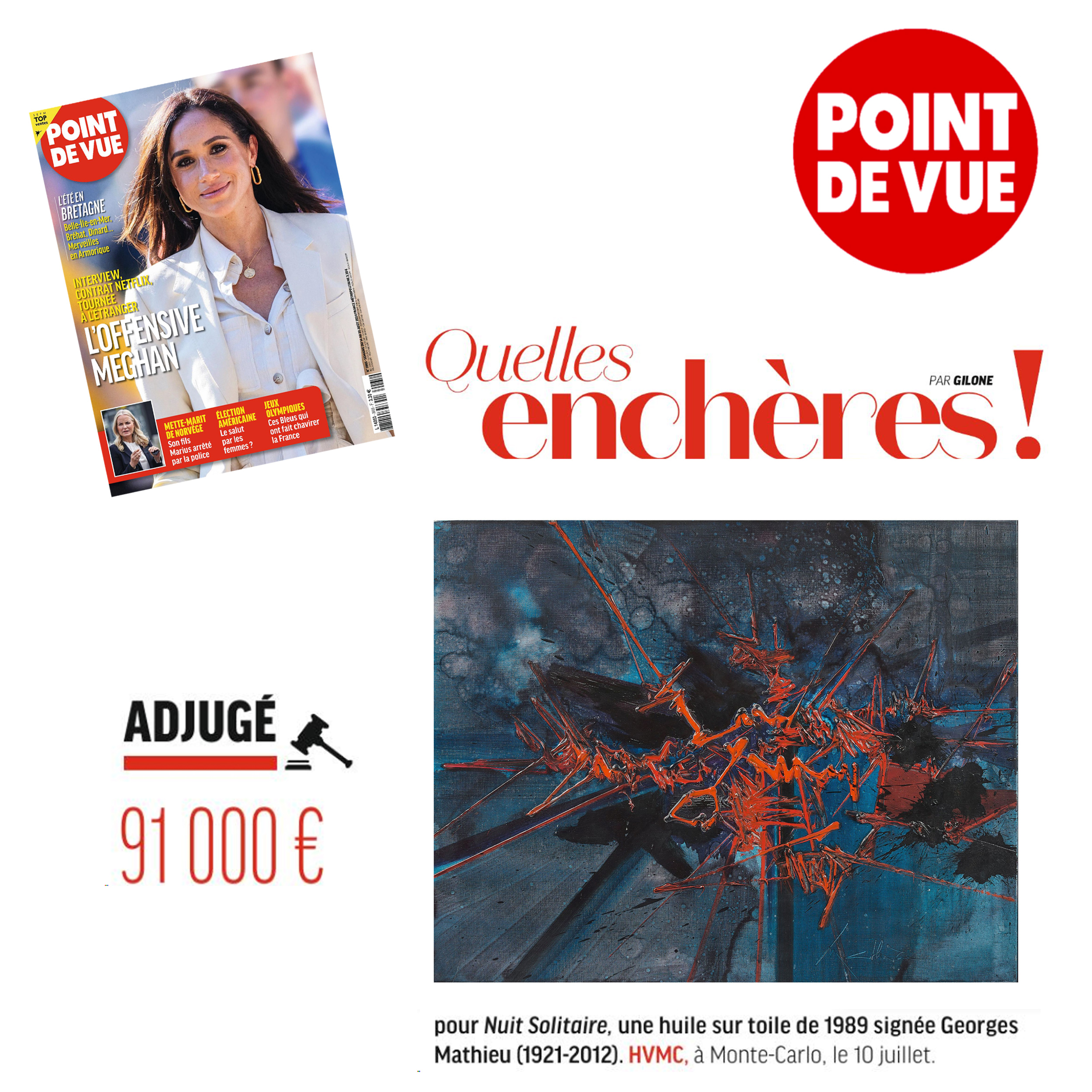 91 000€ pour Nuit Solitaire de Georges Mathieu