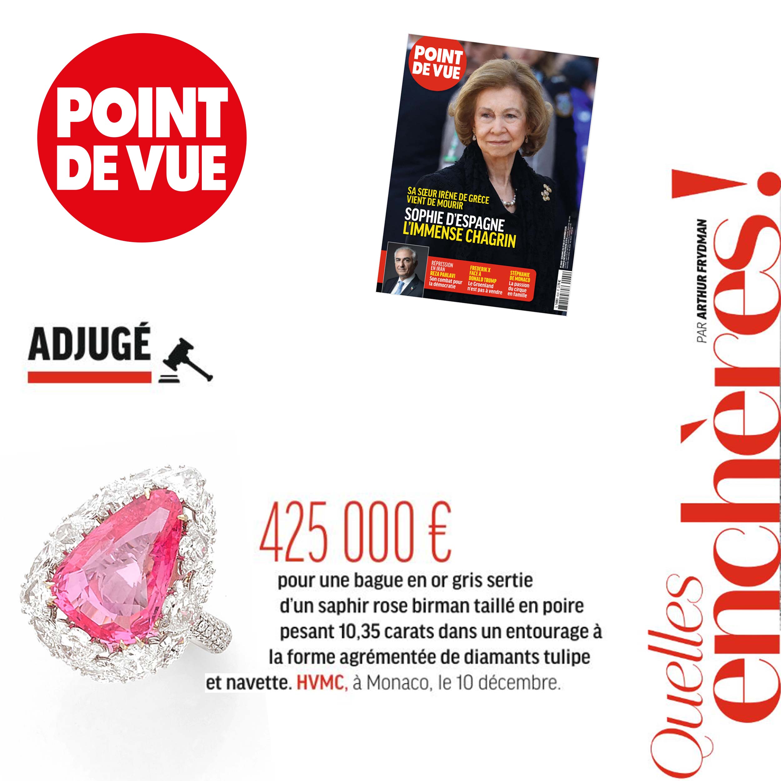 425 000 pour une bague sertie d’un saphir rose