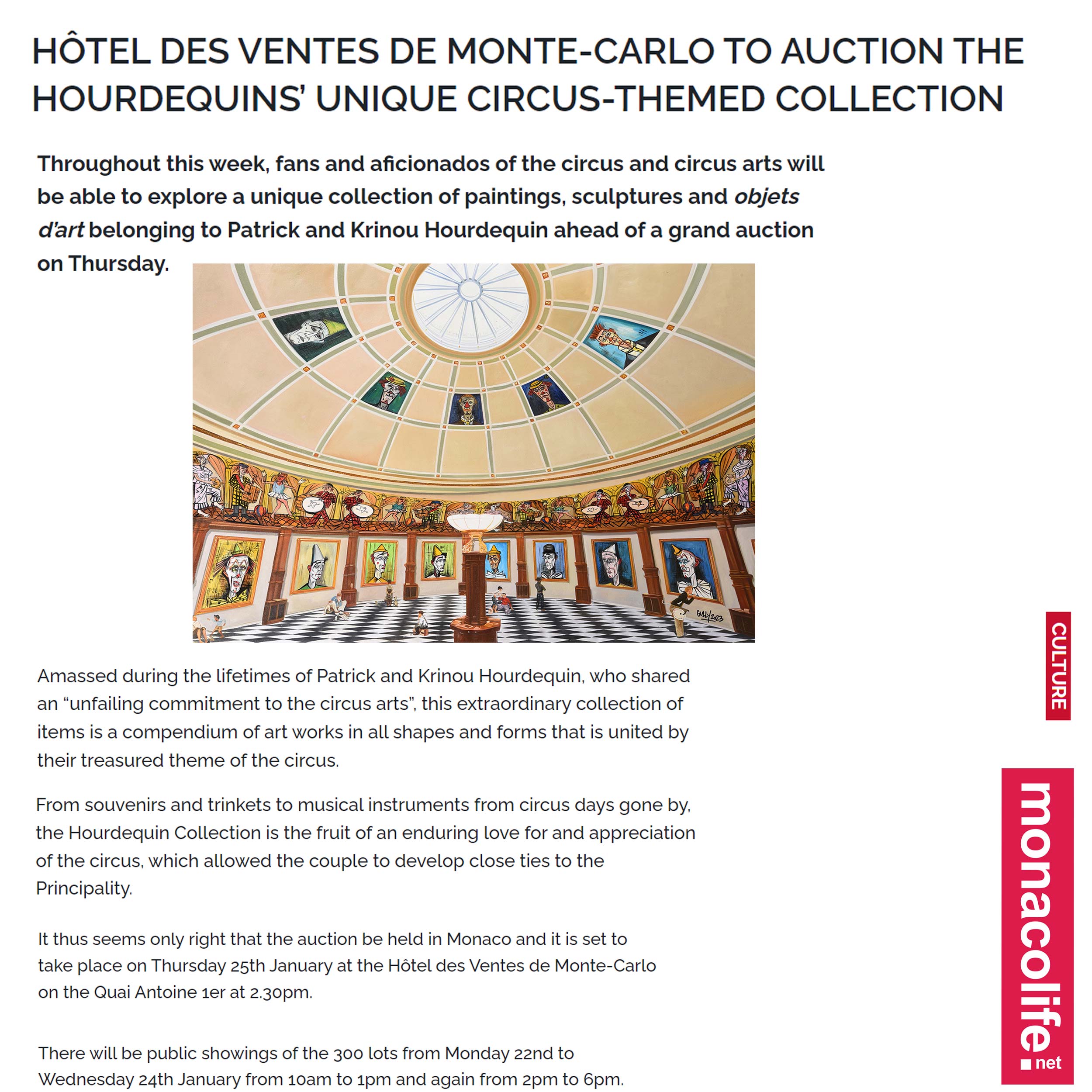 HVMC to auction the Hourdequins’ unique circus-themed collection